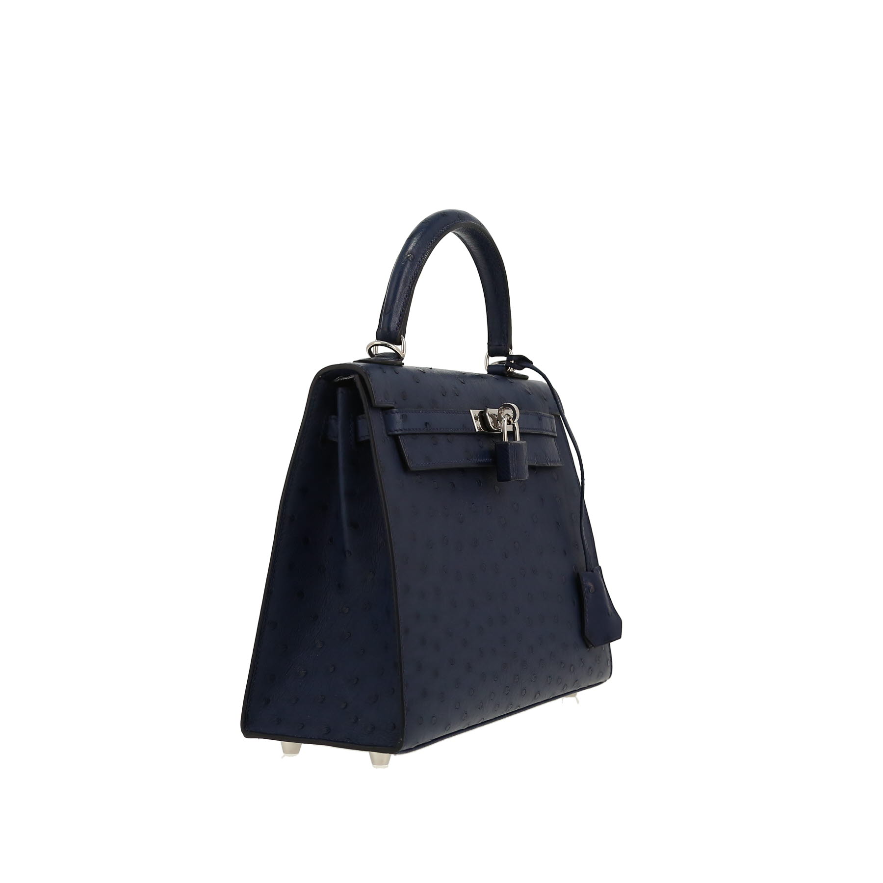 Hermès  Kelly 25 cm handbag  in blue ostrich leather