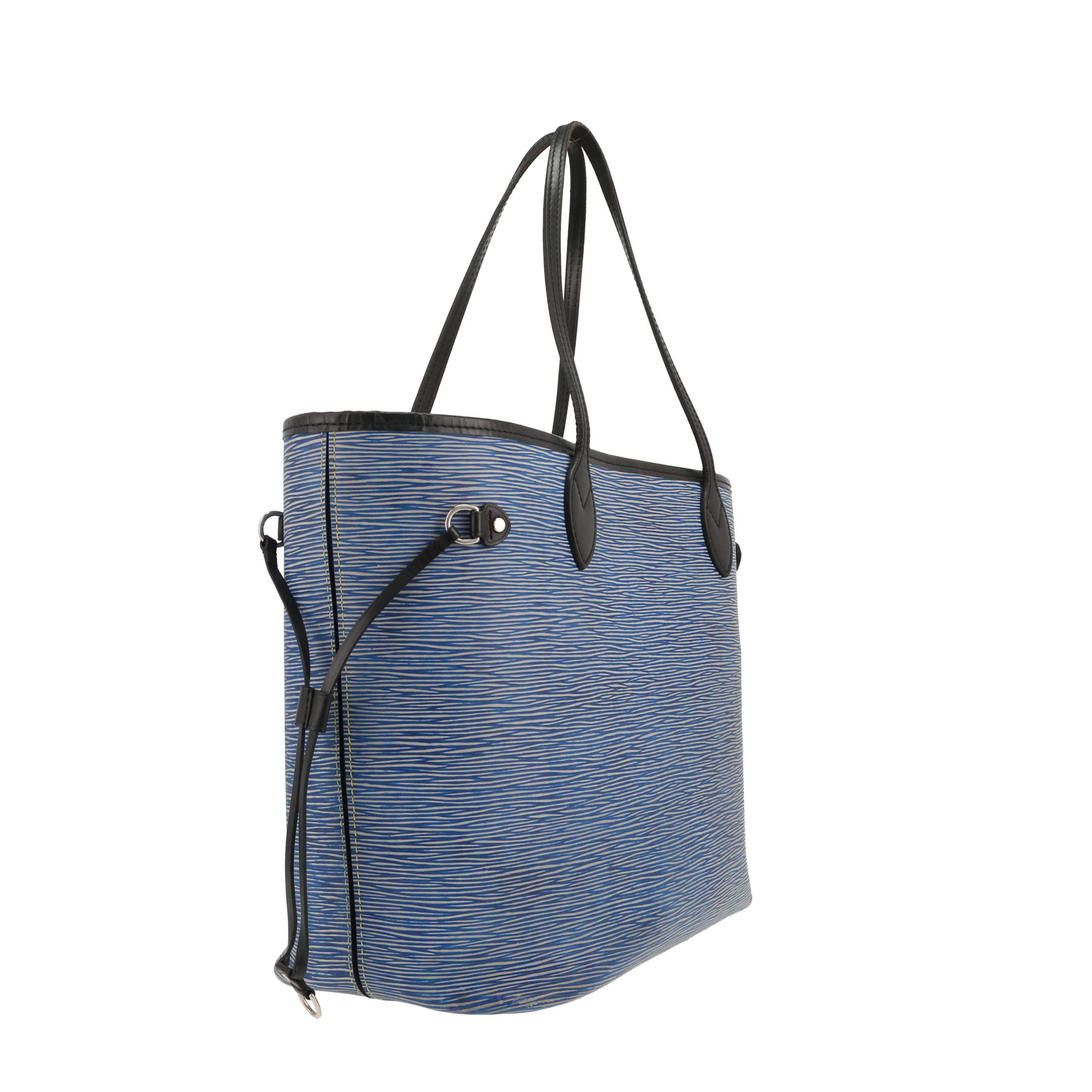 Bolso Cabás Louis Vuitton  Neverfull en cuero Epi azul y cuero negro