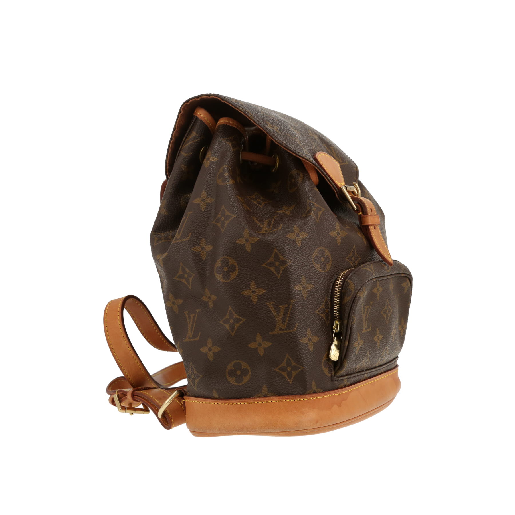 Mochila Louis Vuitton  Montsouris Backpack en lona Monogram marrón y cuero natural