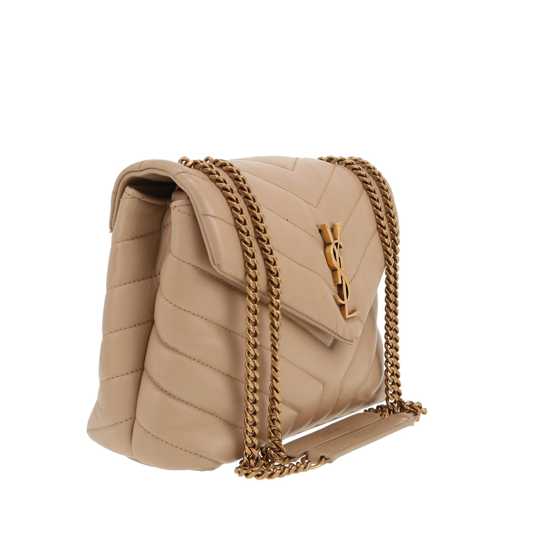 Borsa Saint Laurent  Loulou in pelle trapuntata a zigzag beige