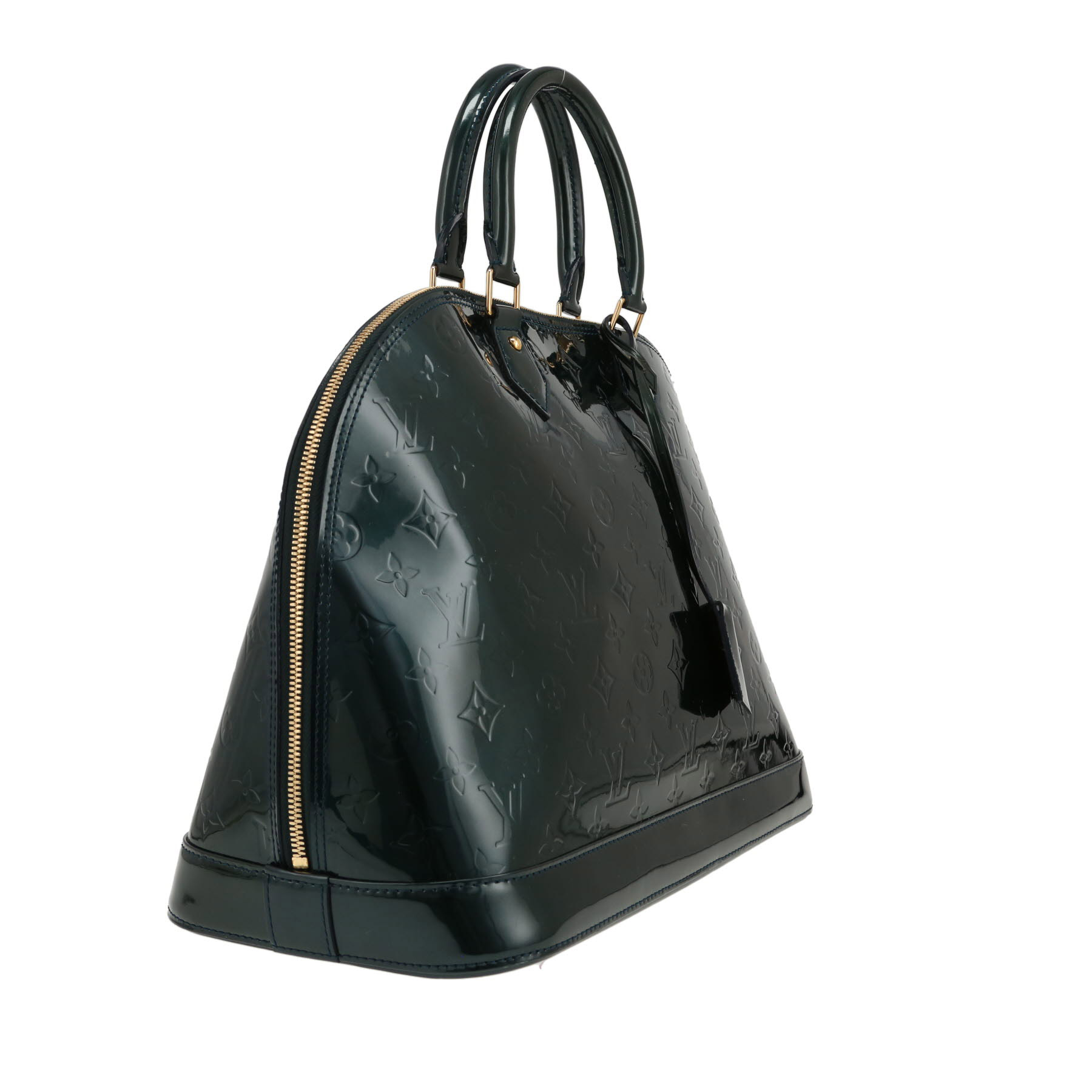 Louis Vuitton  Alma large model  handbag  in dark green monogram patent leather