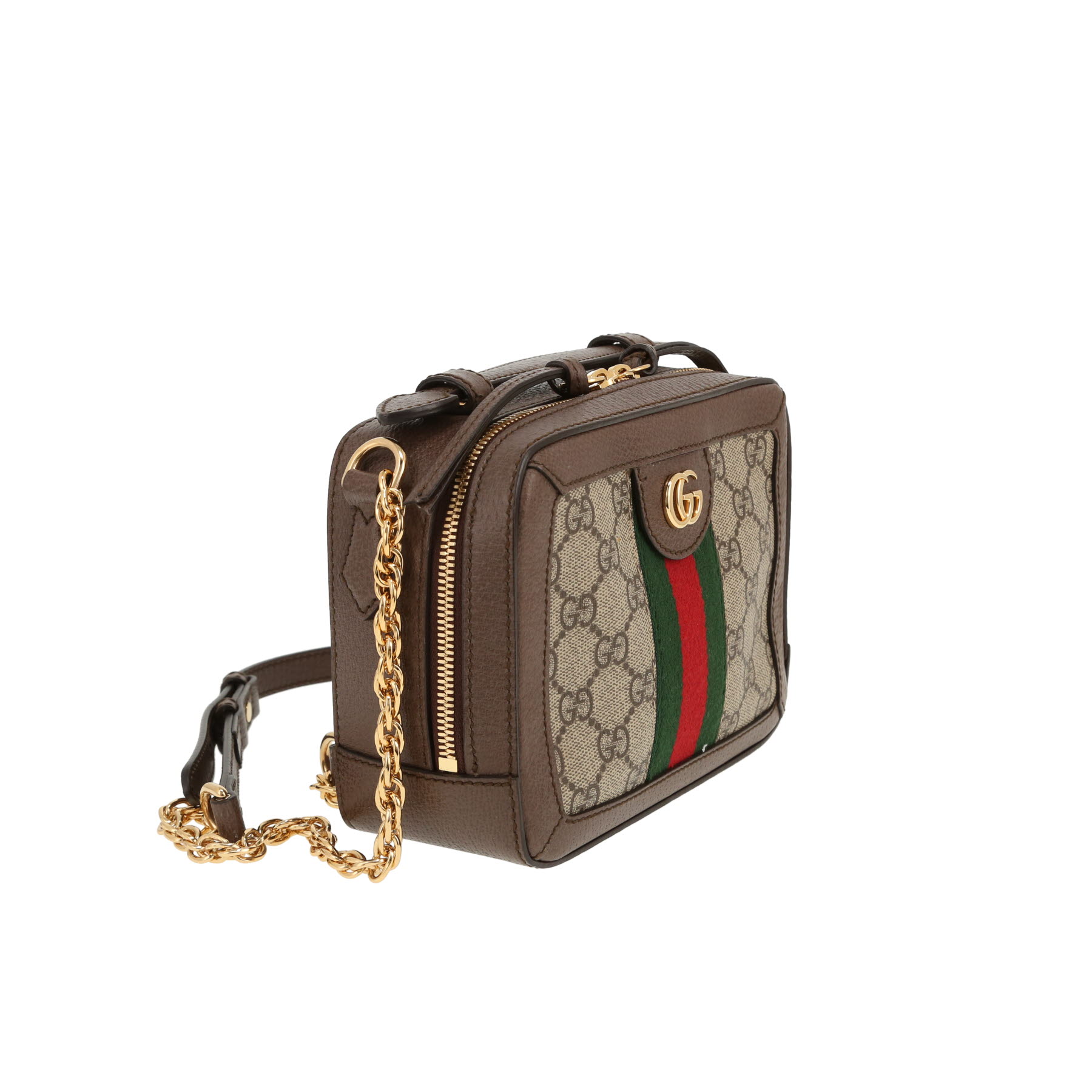 Sac bandoulière Gucci  Ophidia mini  en toile sûpreme GG beige et cuir marron