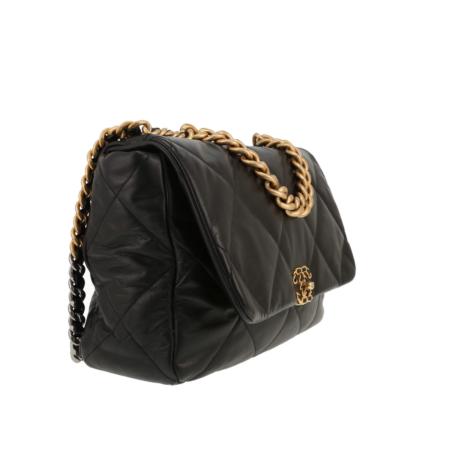 Borsa a tracolla Chanel  19 modello grande  in pelle trapuntata nera