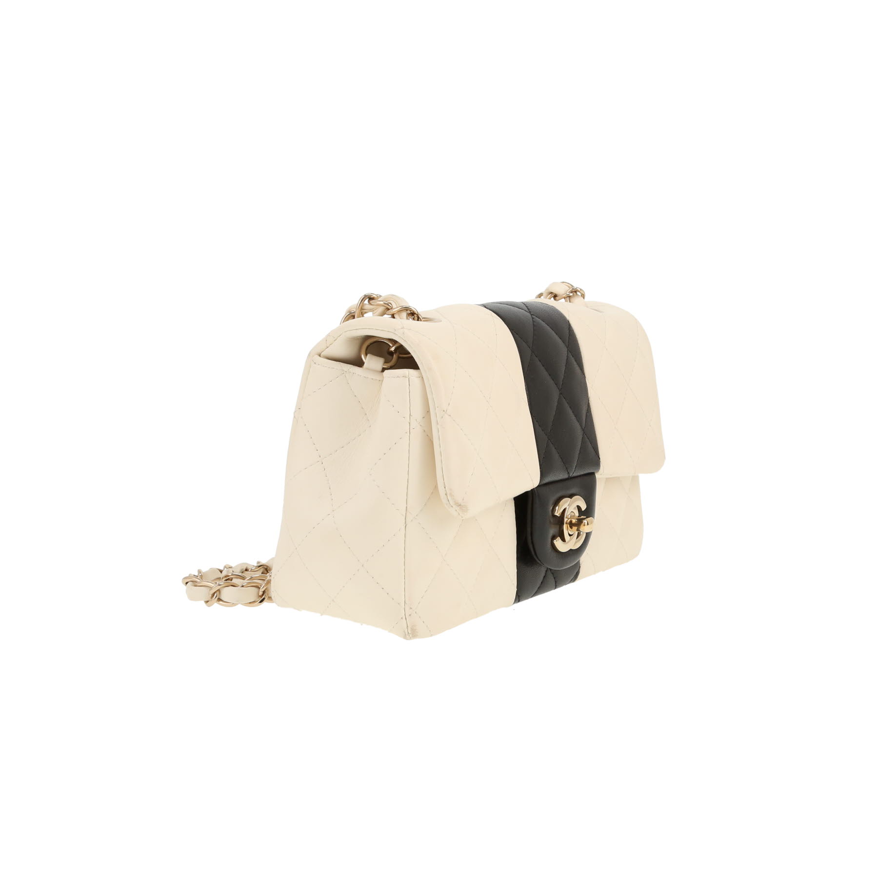 Chanel  Mini Timeless shoulder bag  in white and black quilted leather