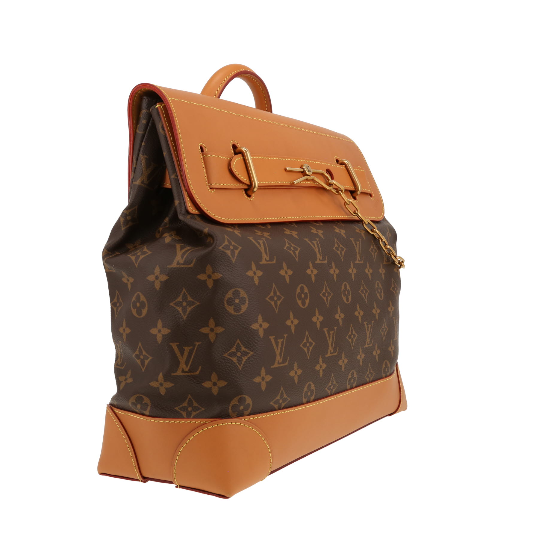 Louis Vuitton  Steamer Bag handbag  in brown monogram canvas  and brown leather