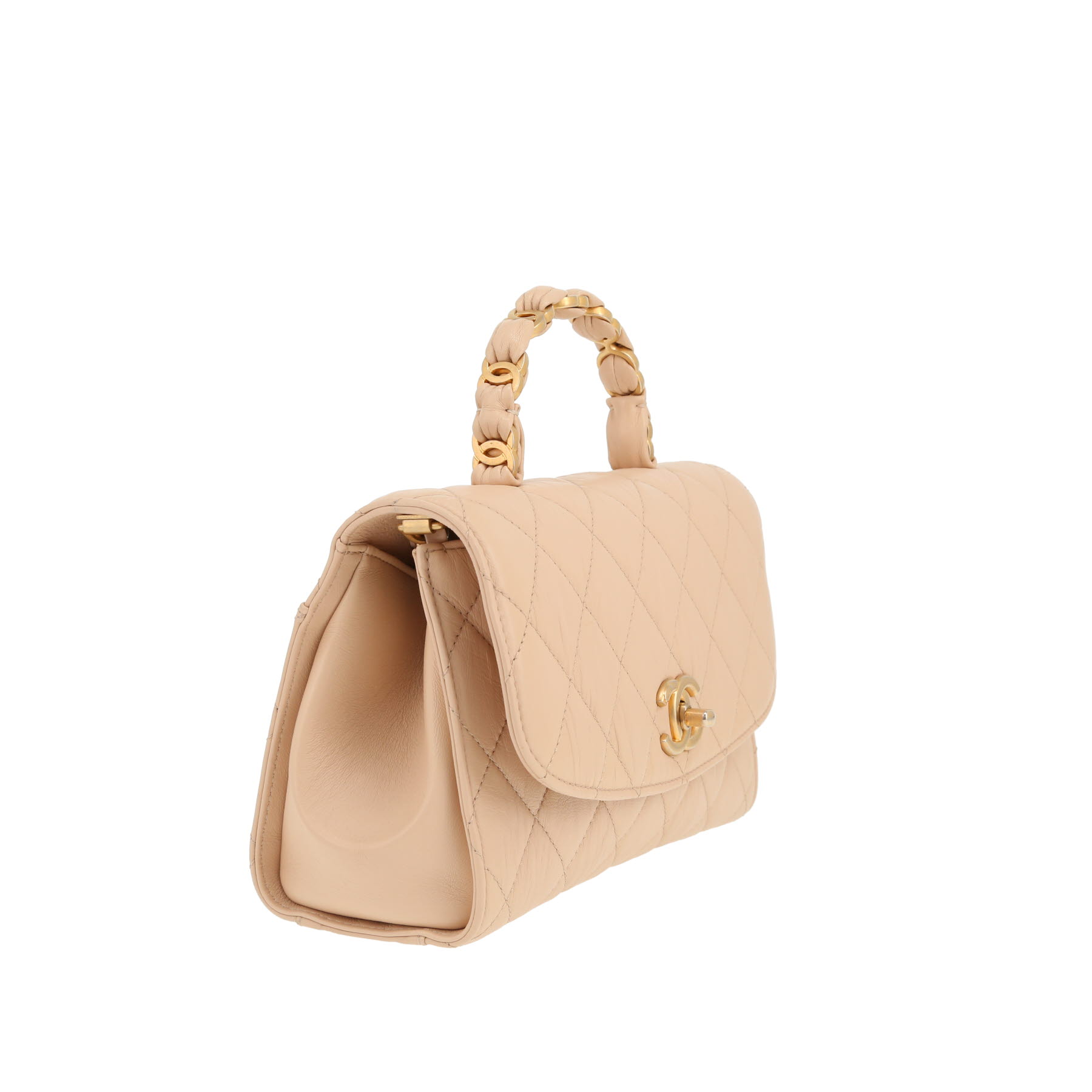 Borsa a tracolla Chanel  Top Handle in pelle trapuntata beige