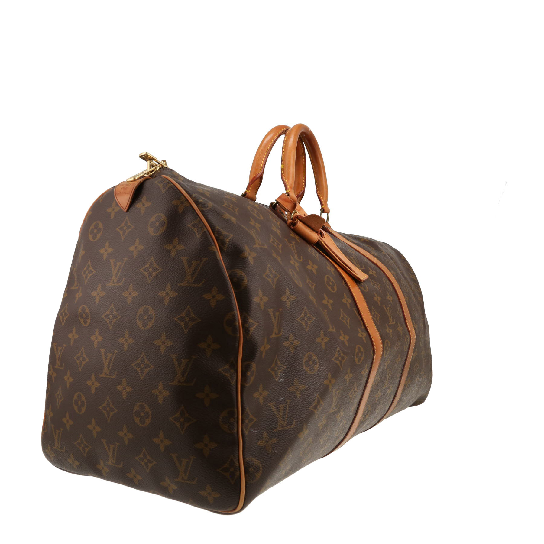 Louis Vuitton  Keepall 55 travel bag  in brown monogram canvas  and natural leather