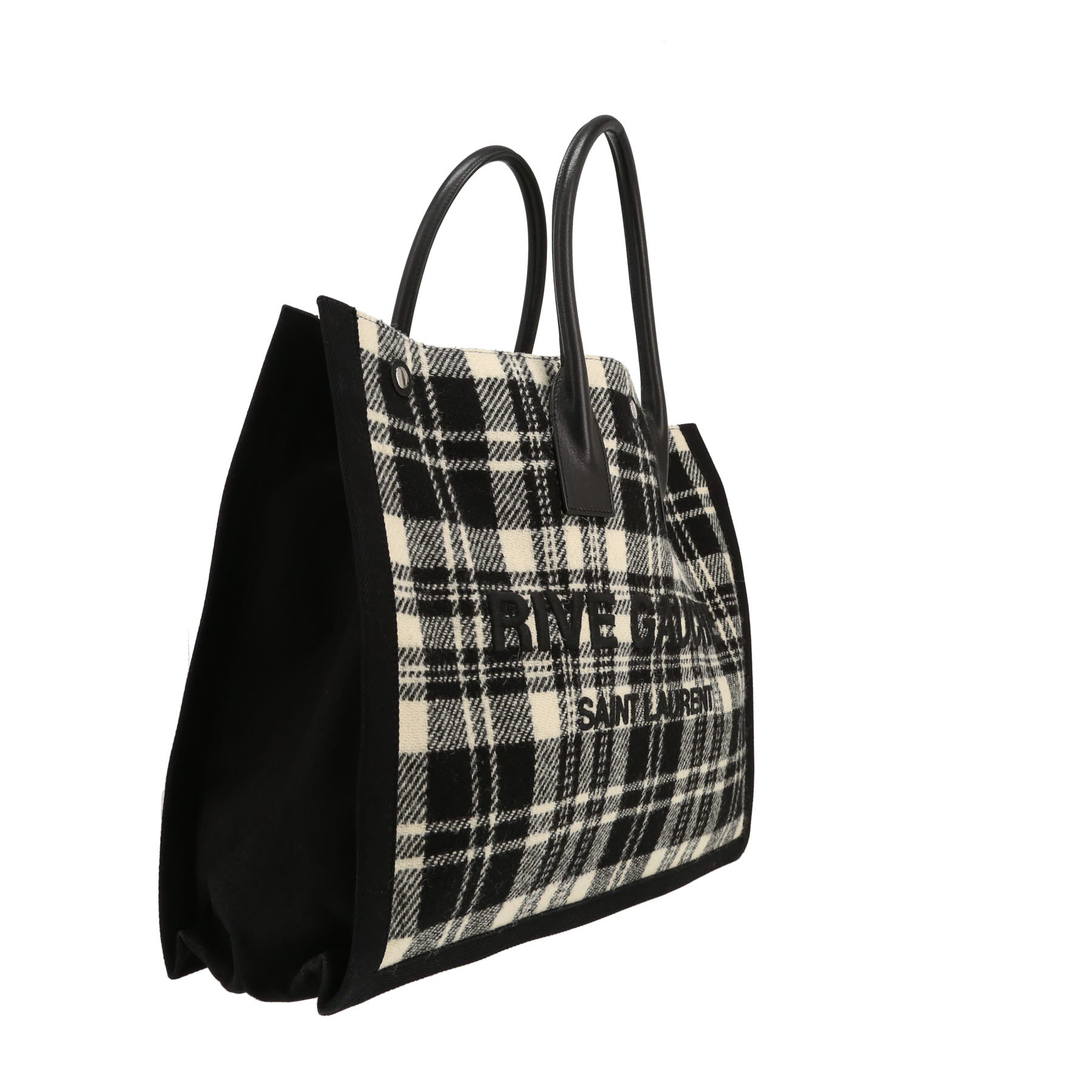 Bolso Cabás Saint Laurent   en lona negra y blanca y cuero negro