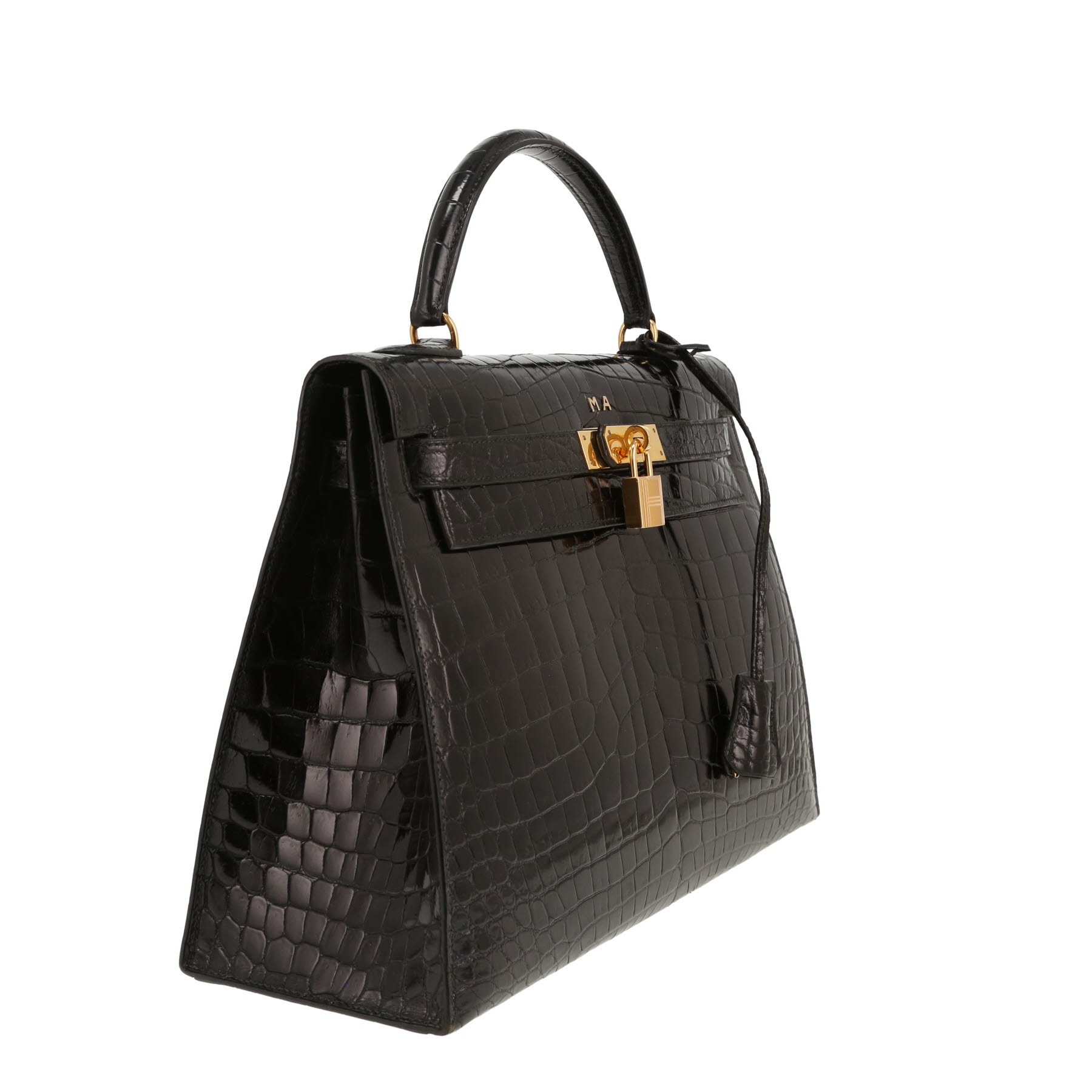 Borsa Hermès  Kelly 32 cm in coccodrillo nero