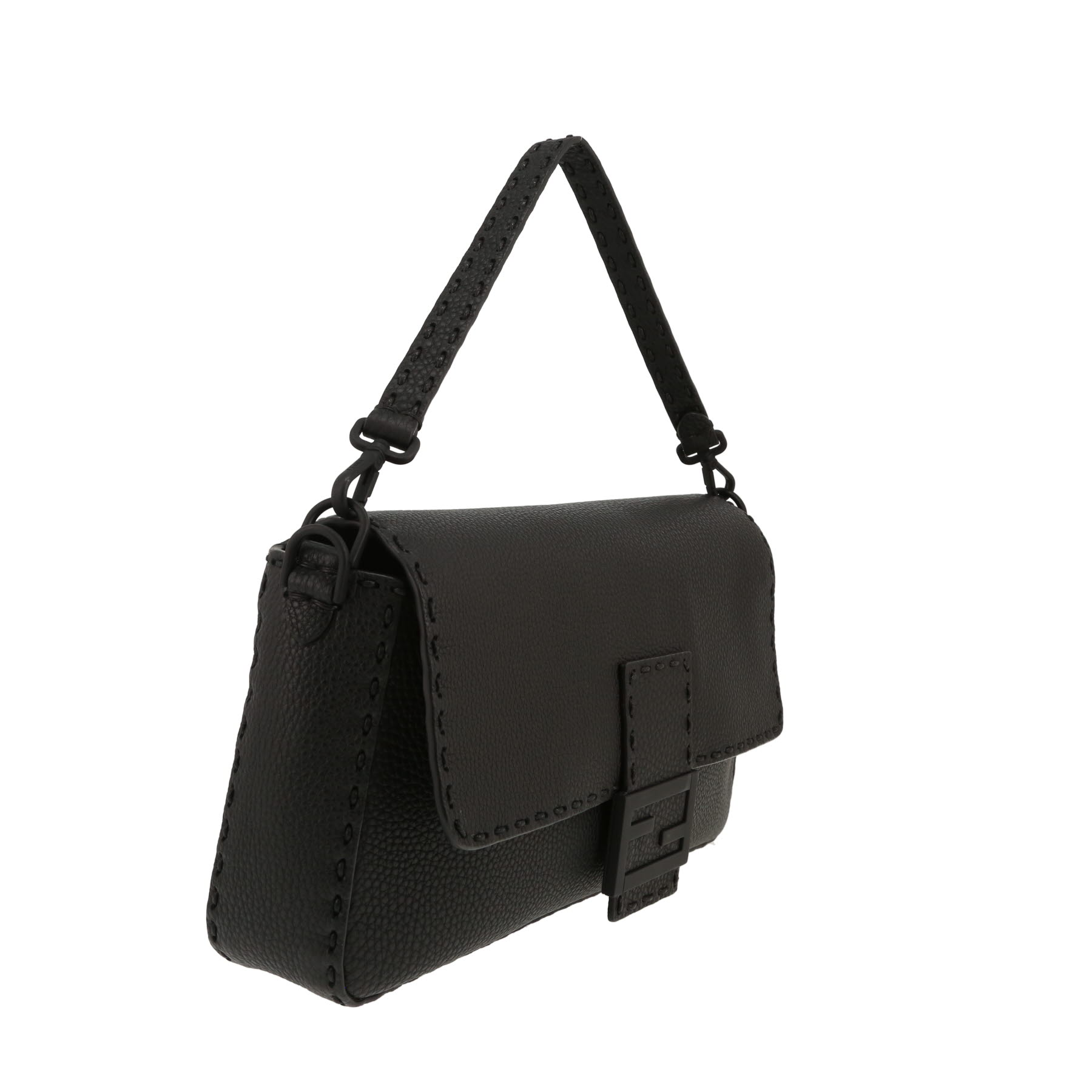 Fendi  Maxi Baguette handbag  in black grained leather
