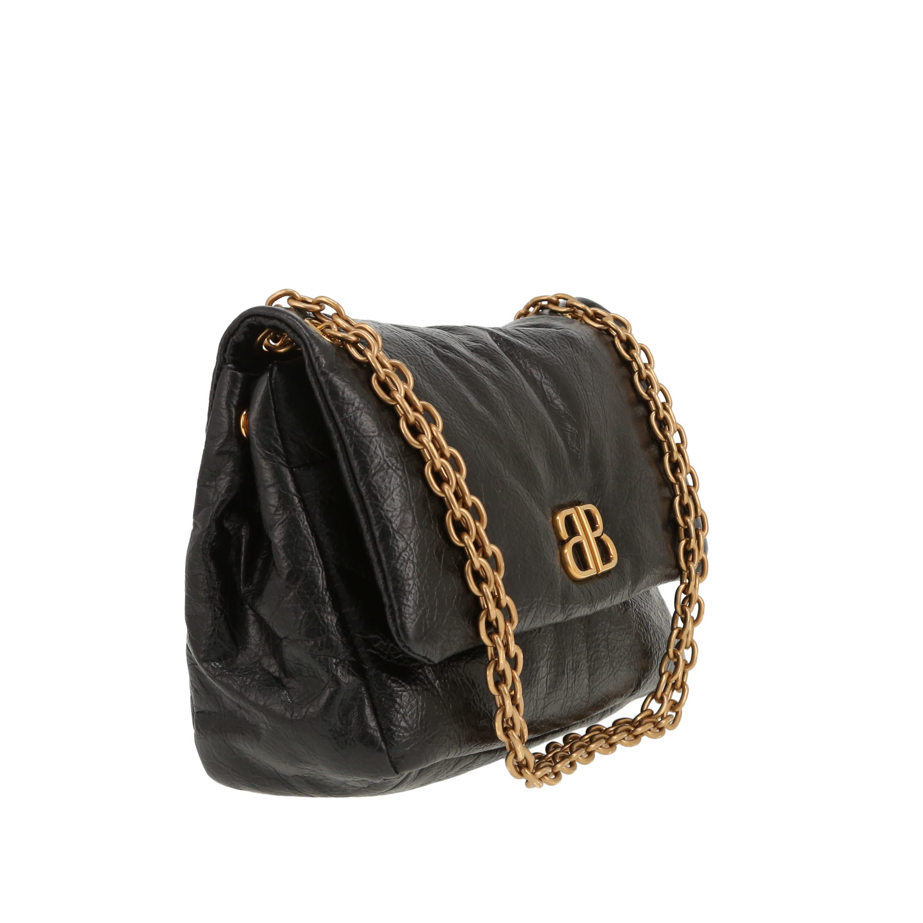 Borsa Balenciaga  Monaco in pelle invecchiata nera