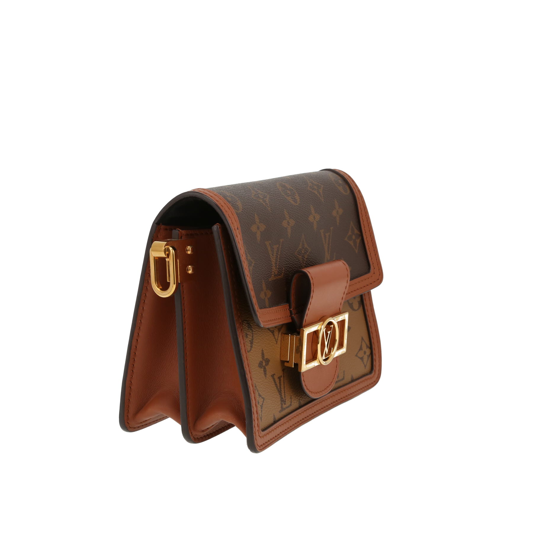 Sac bandoulière Louis Vuitton  Dauphine mini  en toile monogram marron et cuir marron