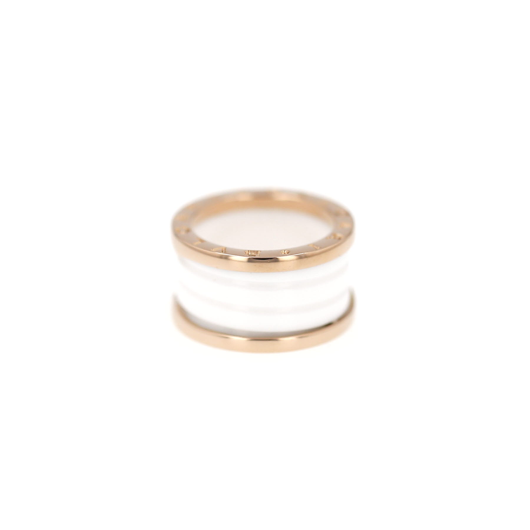 Bague Bulgari B.Zero1 grand modèle en or rose et céramique blanc