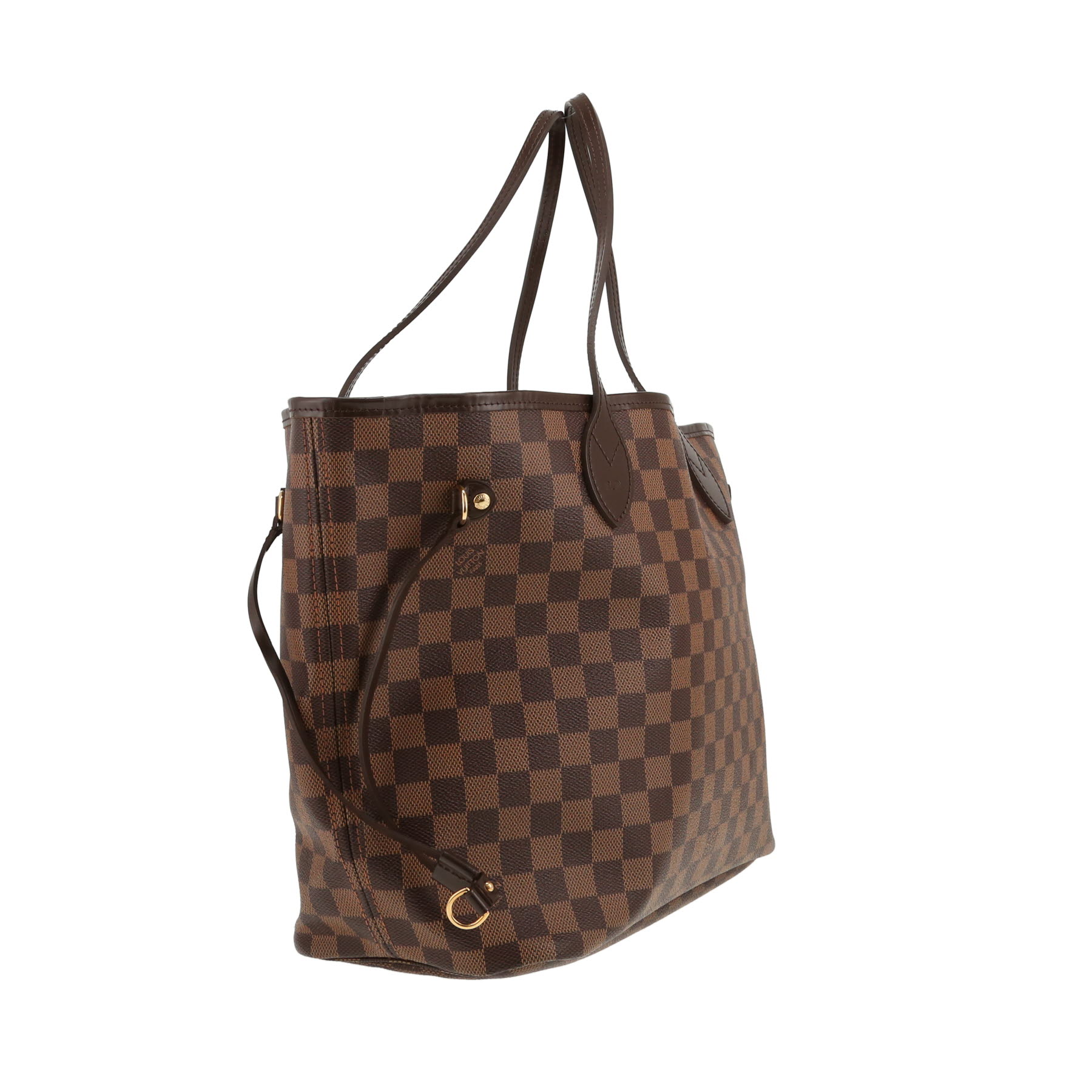 Shopping bag Louis Vuitton  Neverfull in tela a scacchi ebana e pelle marrone