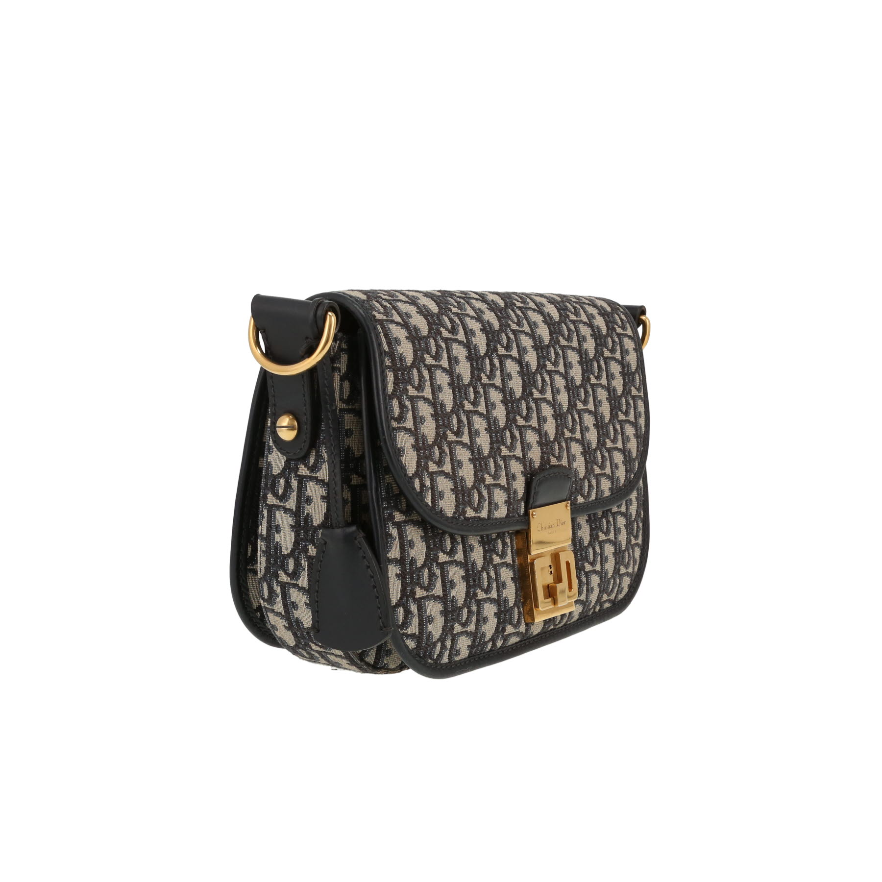 Dior   shoulder bag  in navy blue monogram canvas Oblique  and navy blue leather