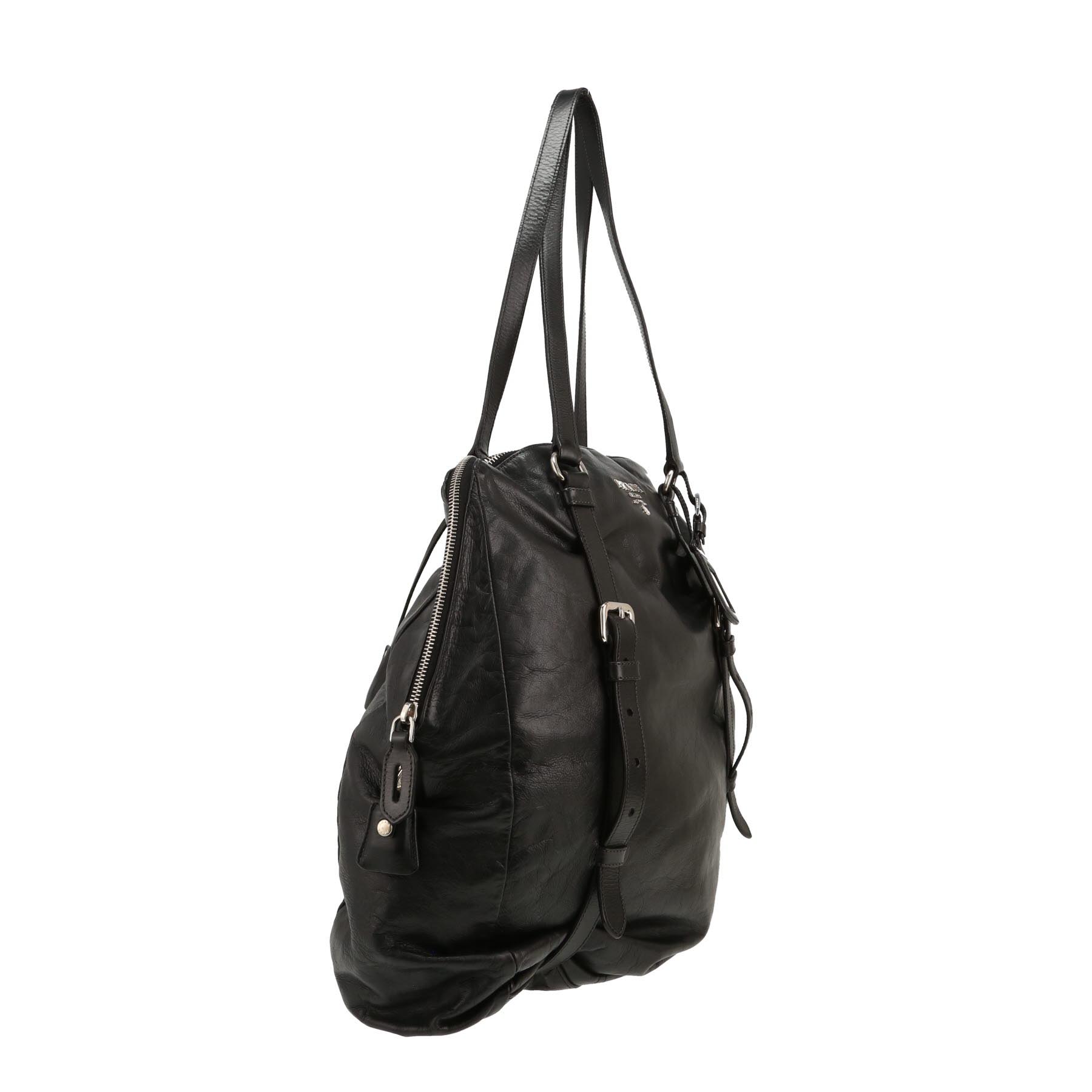 Prada   handbag  in black leather