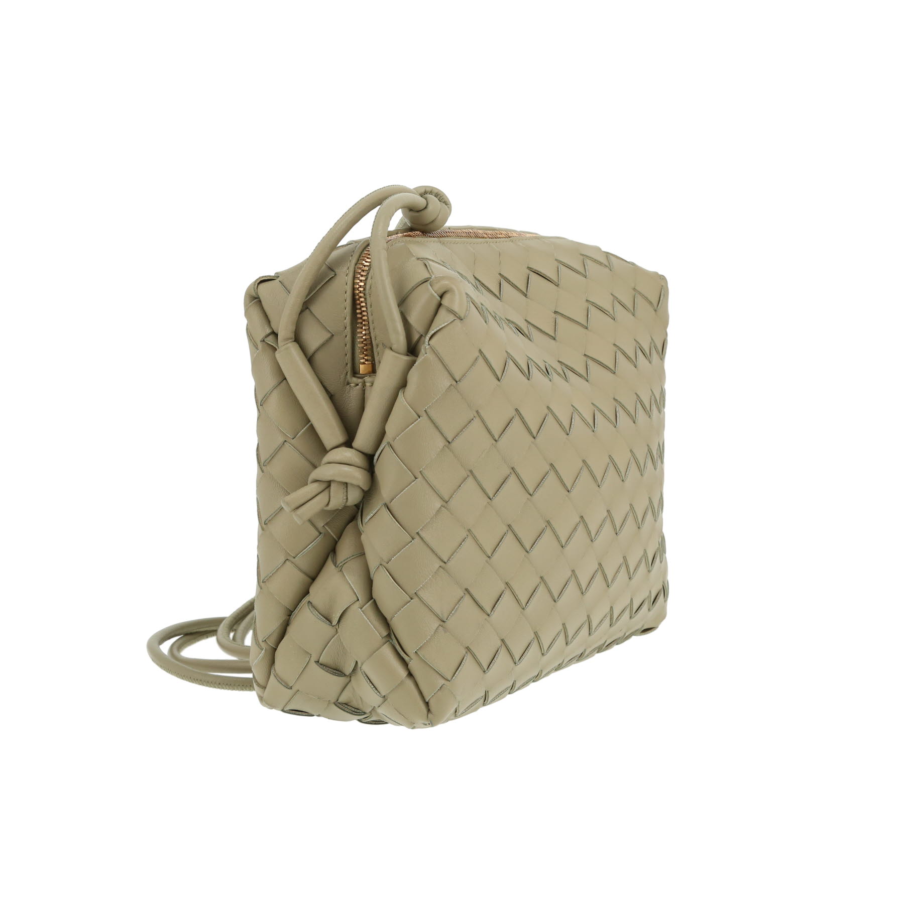 Borsa a tracolla Bottega Veneta  Loop in pelle intrecciata verde kaki