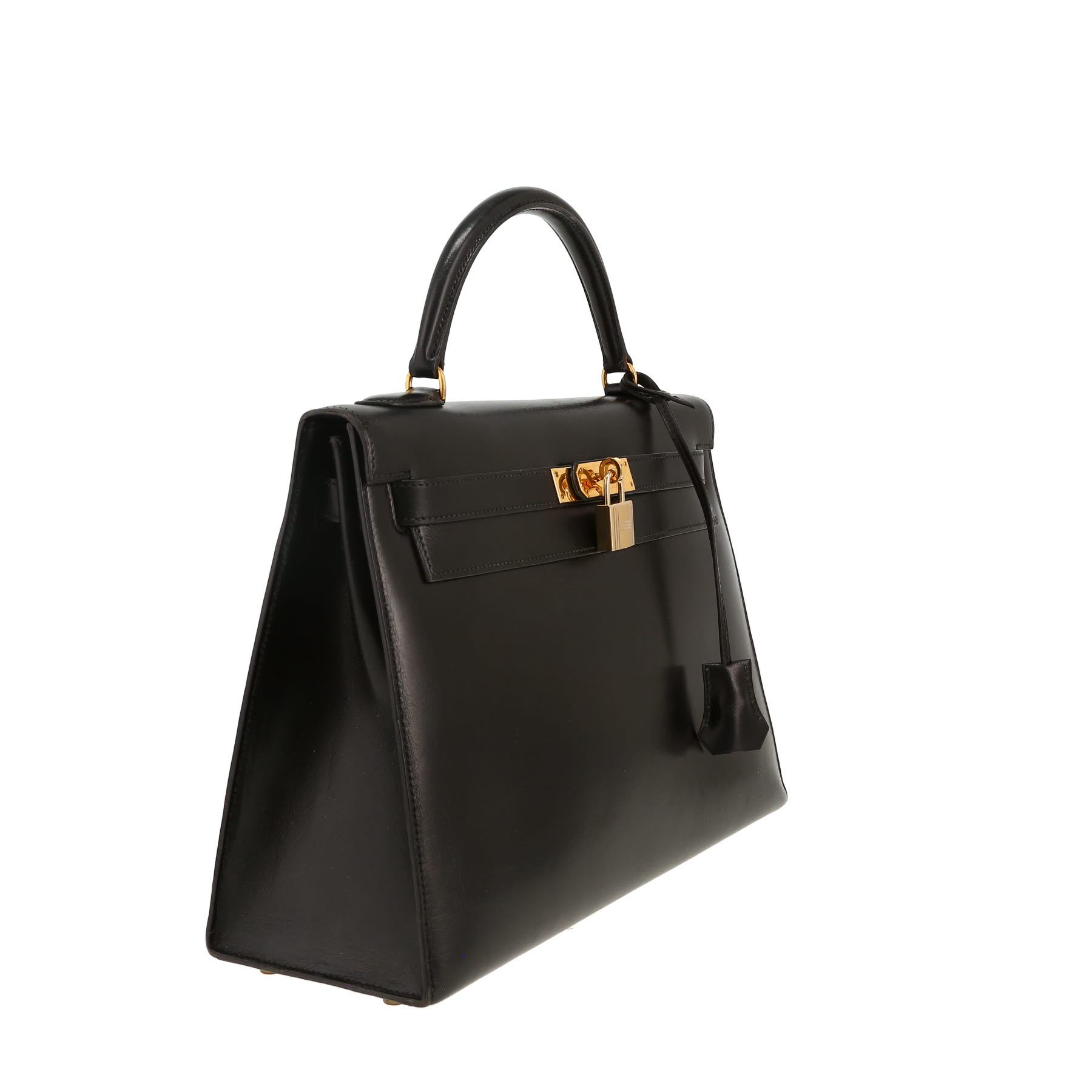 Bolso Hermès Kelly de 32 cm en piel negra tipo «box»