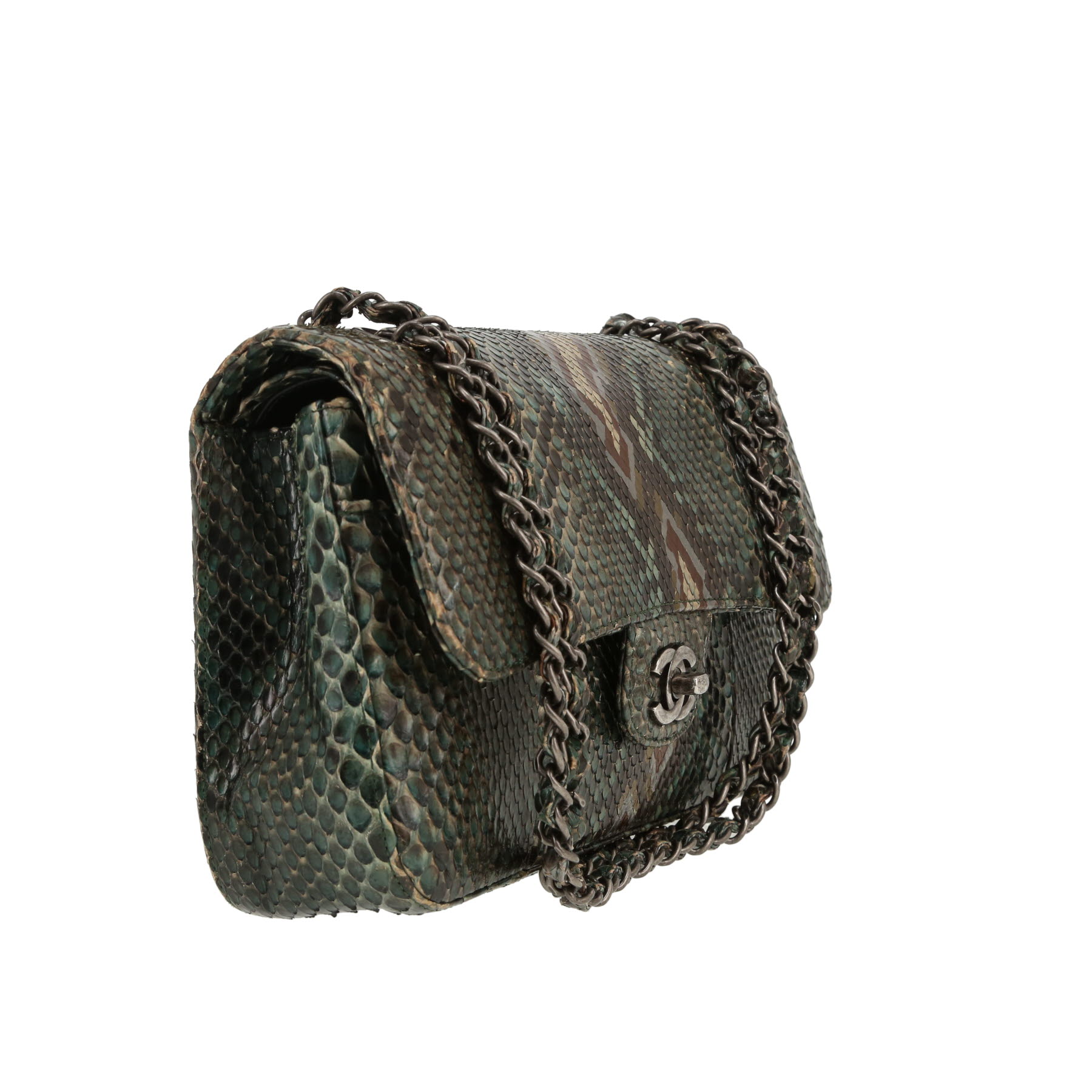 Chanel  Timeless Classic handbag  in green python