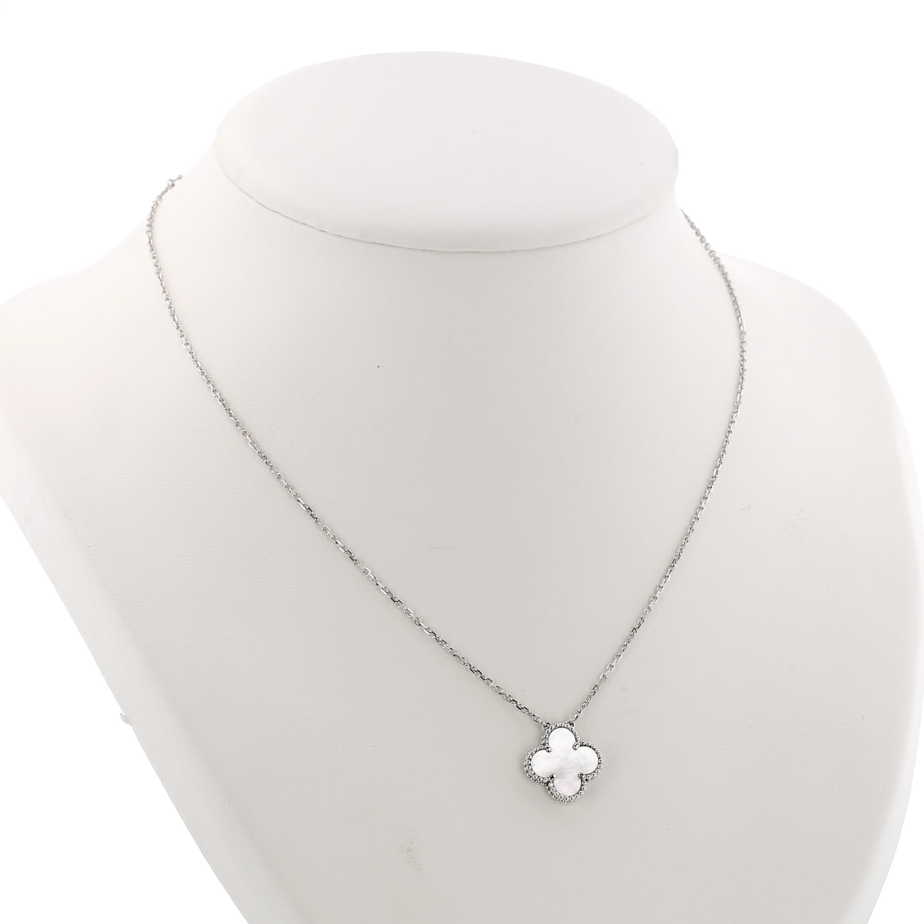 Van Cleef & Arpels Vintage Alhambra necklace in white gold and mother of pearl