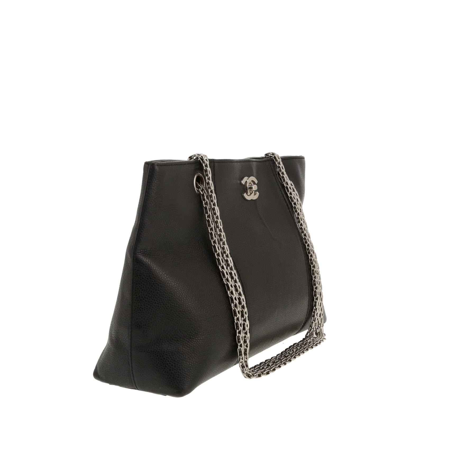 Chanel   handbag  in black grained leather