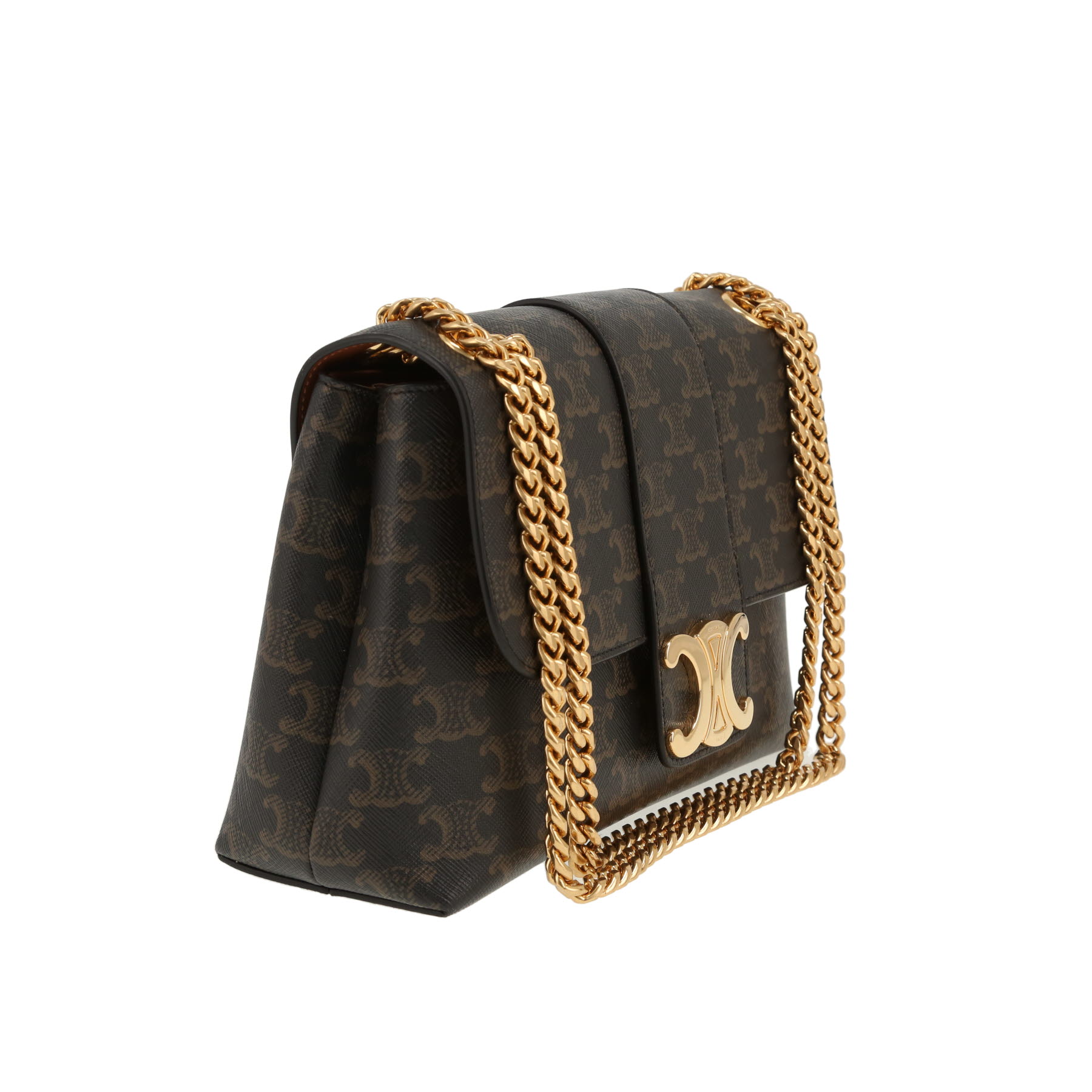 Bolso bandolera Celine  Victoire Teen en tejido "Triomphe" marrón y cuero marrón