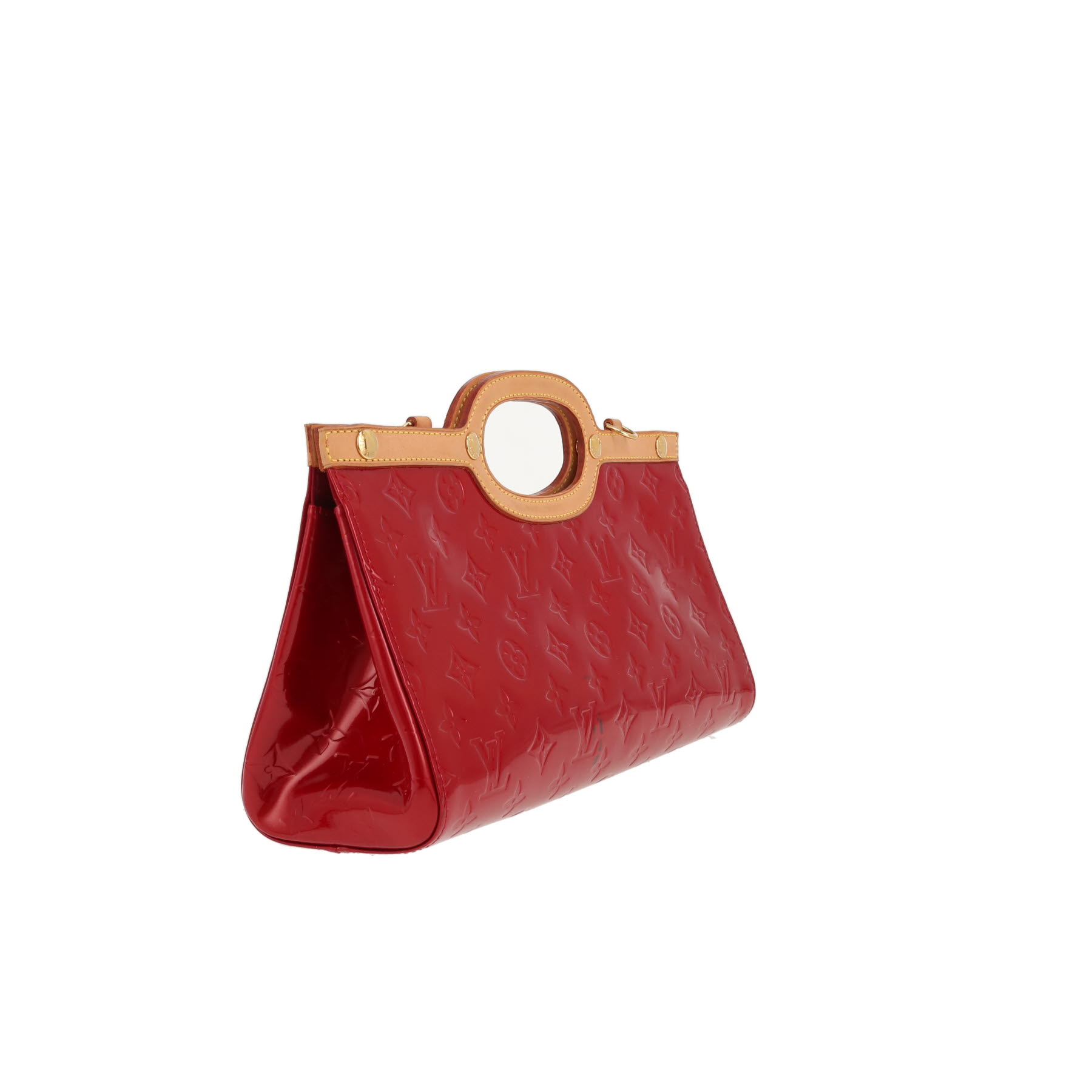 Borsa Louis Vuitton  Roxbury in pelle verniciata monogram rossa e pelle naturale