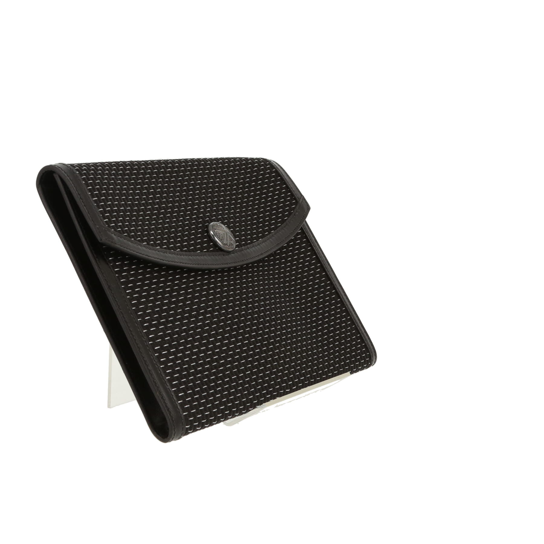 Pochette Hermès   en toile et cuir noir