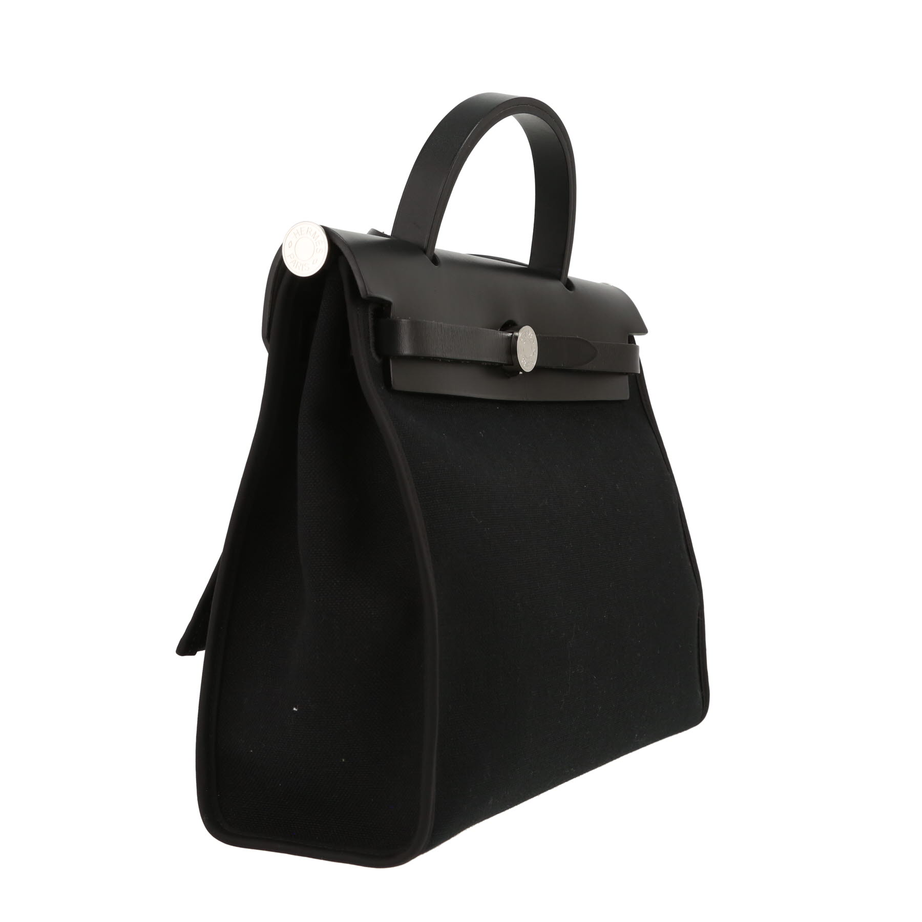 Sac à main Hermès  Herbag en toile noire et cuir noir