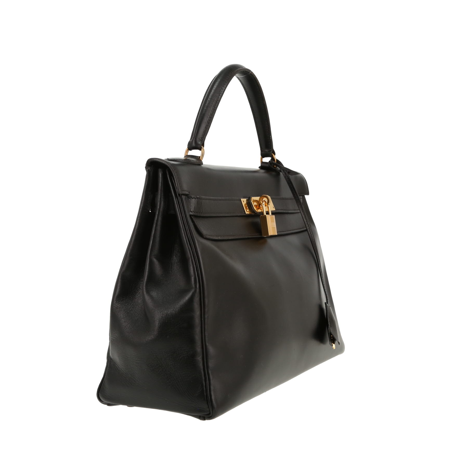 Hermès Kelly 32 cm handbag in black box calf leather