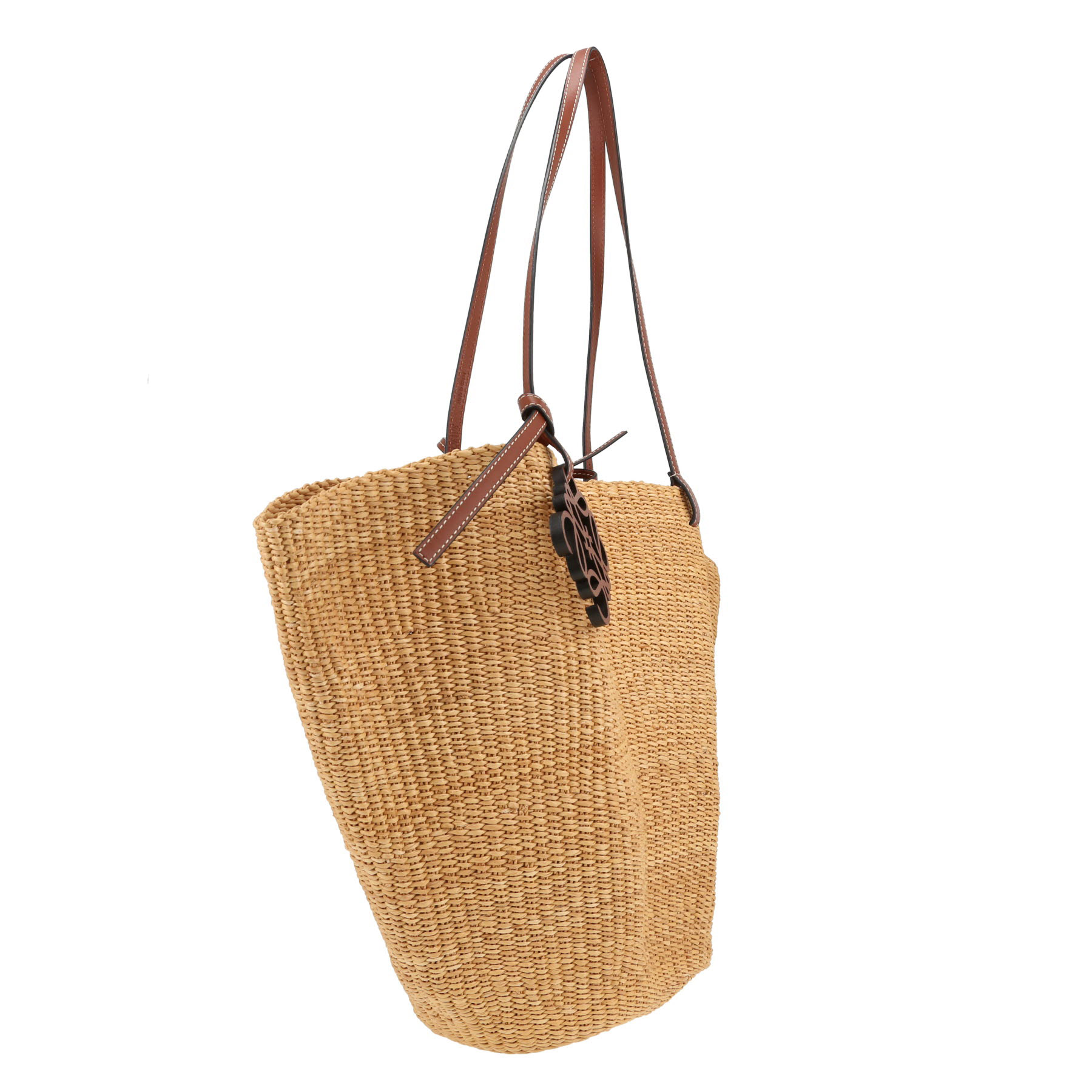 Loewe  Anagram shopping bag  raphia  and brown leather