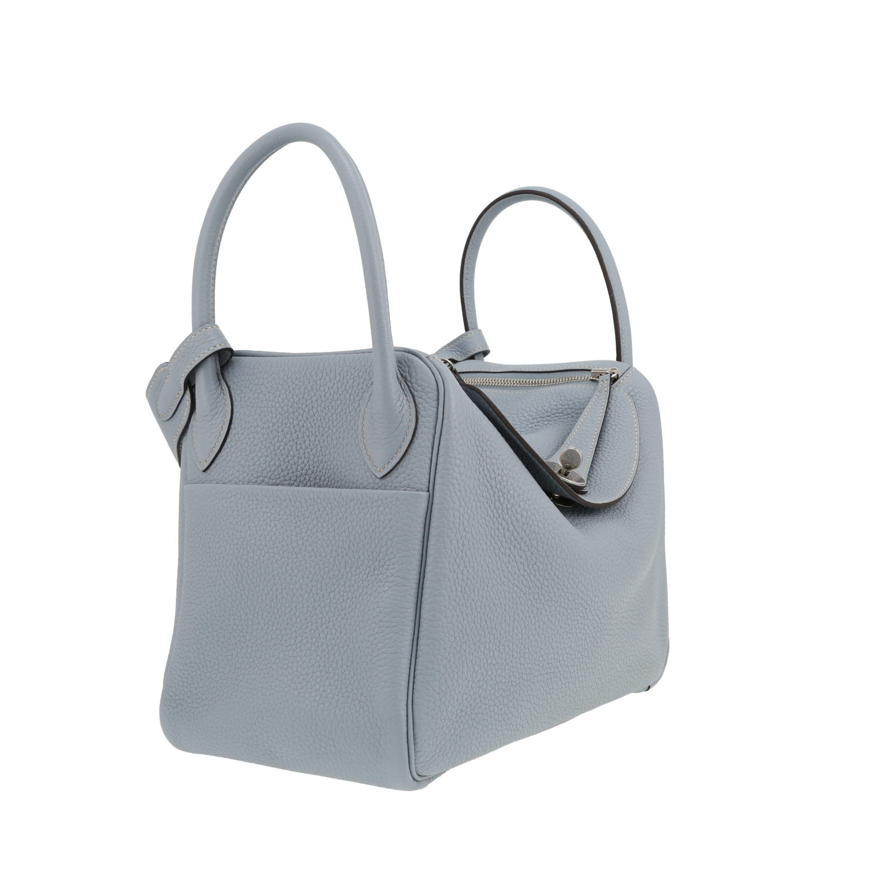 Borsa Hermès  Lindy 30 cm in pelle taurillon clemence Bleu Lin