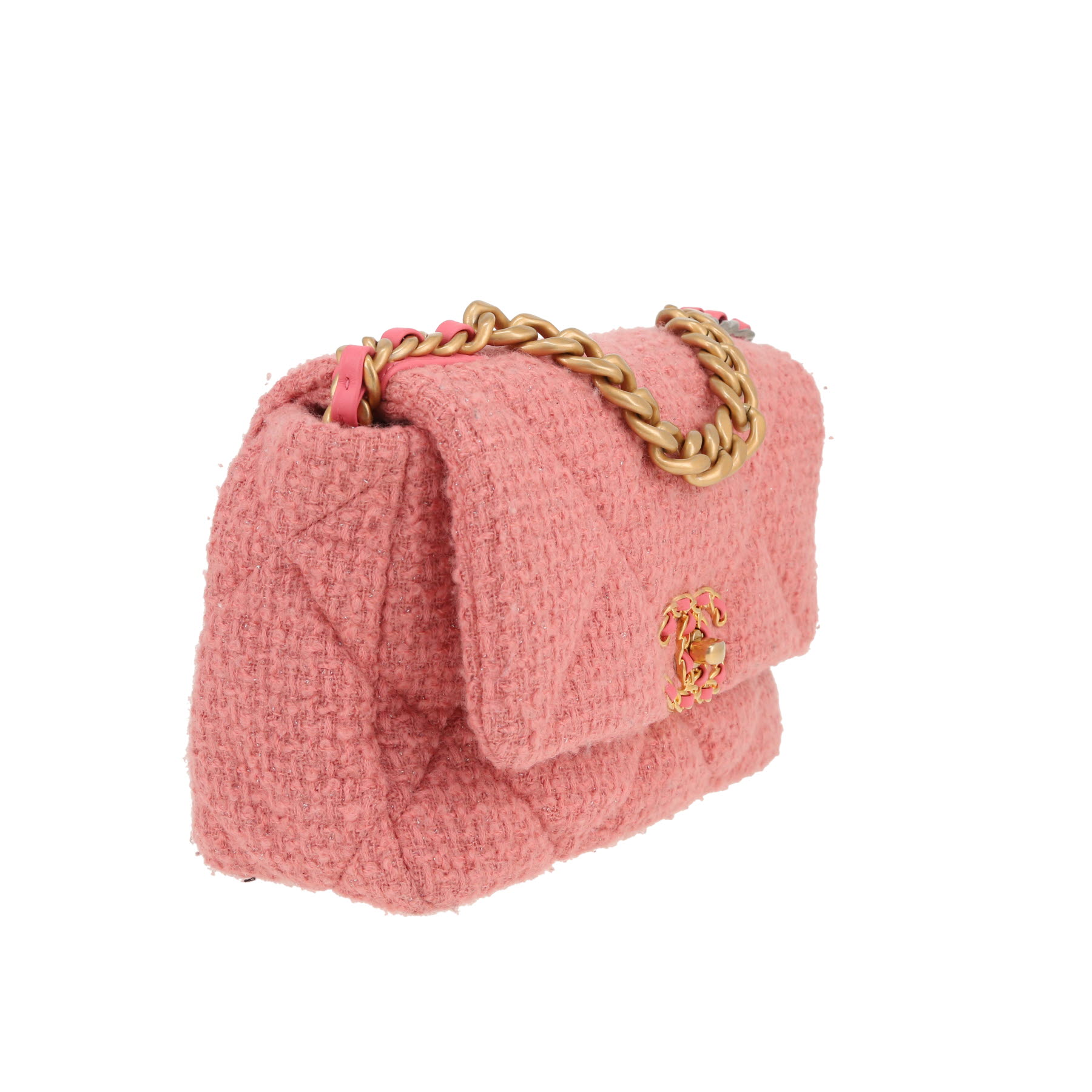 Chanel  19 shoulder bag  in pink tweed