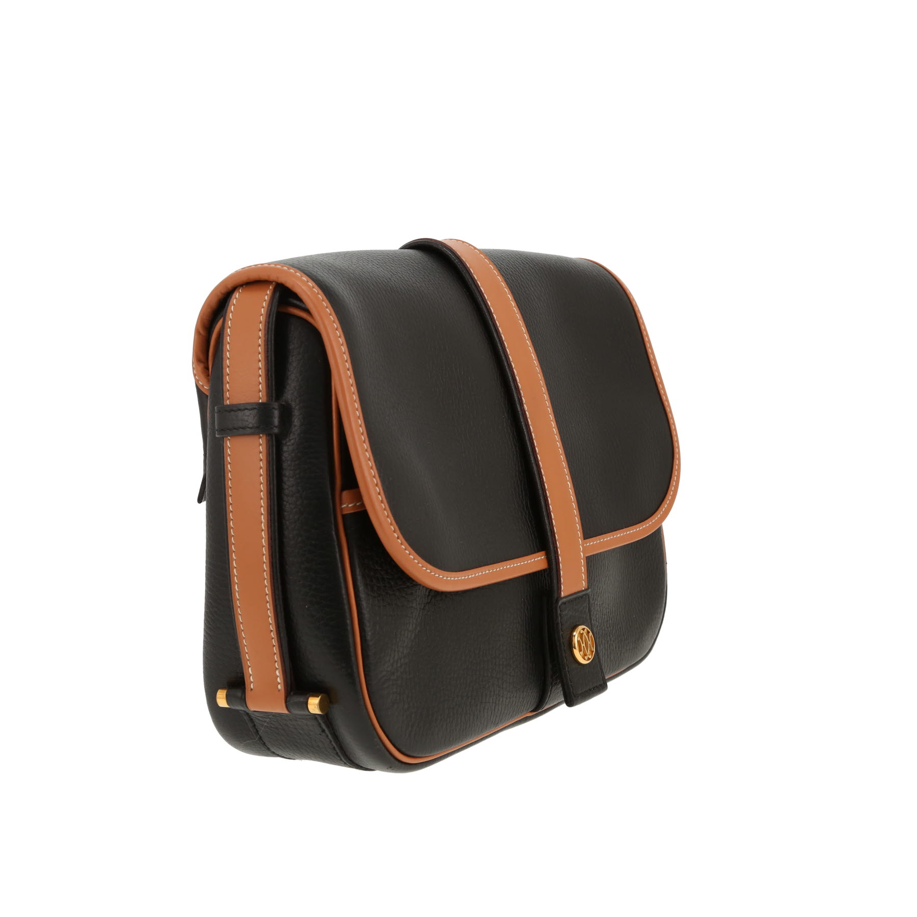 Borsa a spalla Hermès  Noumea in pelle Ardenne nera e gold