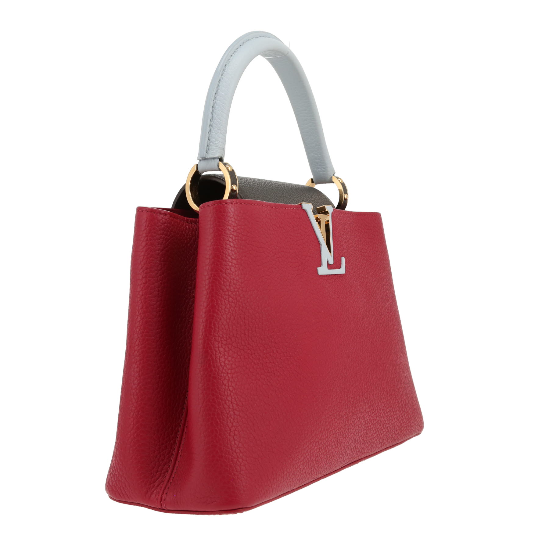 Louis Vuitton  Capucines handbag  in burgundy, light blue and grey leather taurillon clémence