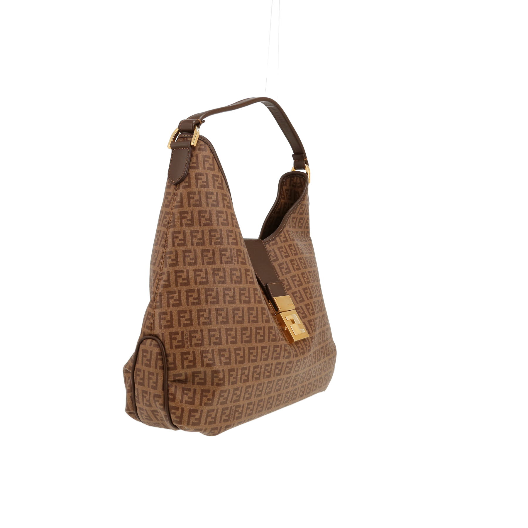 Borsa Fendi   in tela cerata marrone e pelle marrone