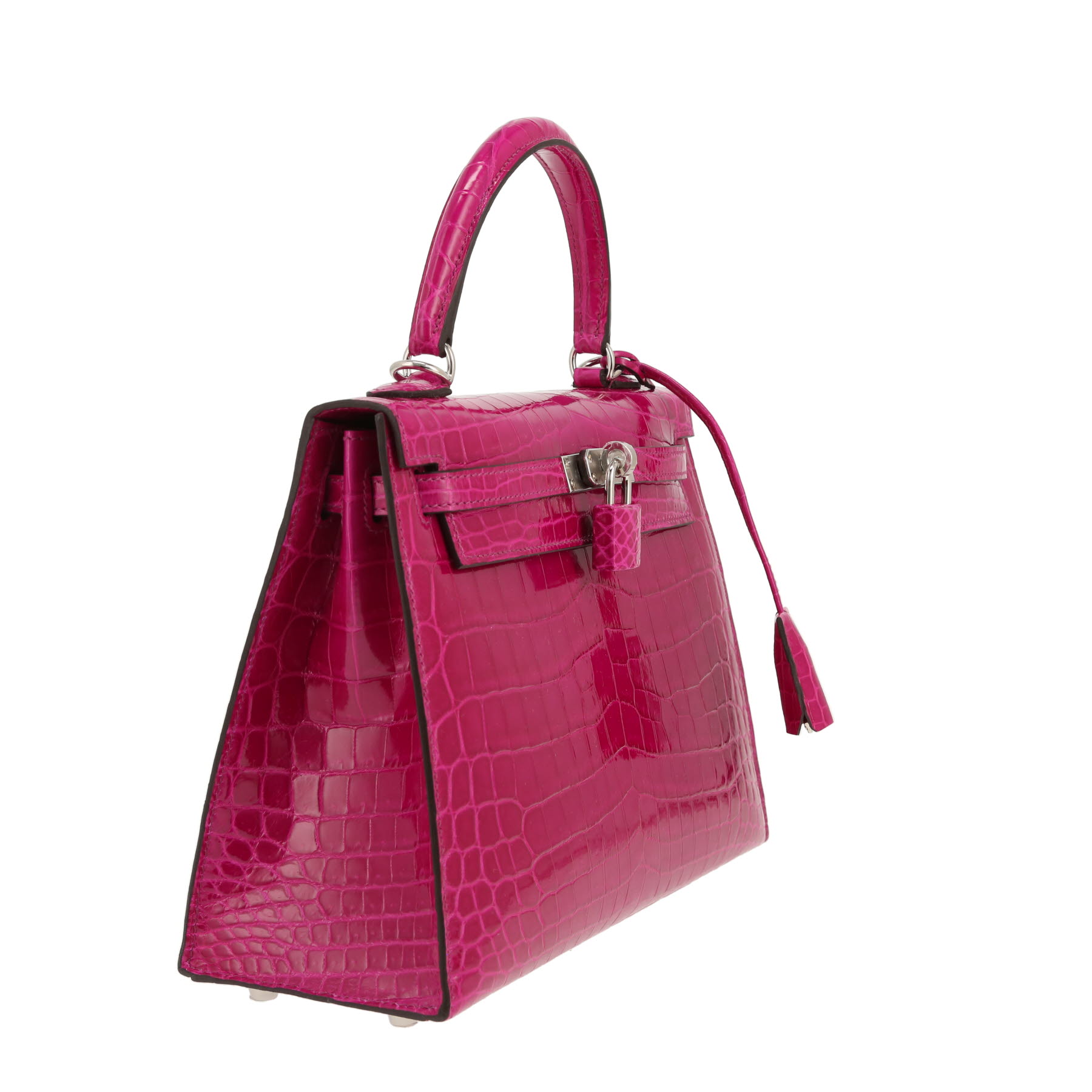 Hermès  Kelly 25 cm handbag  in Rose Sheherazade niloticus crocodile