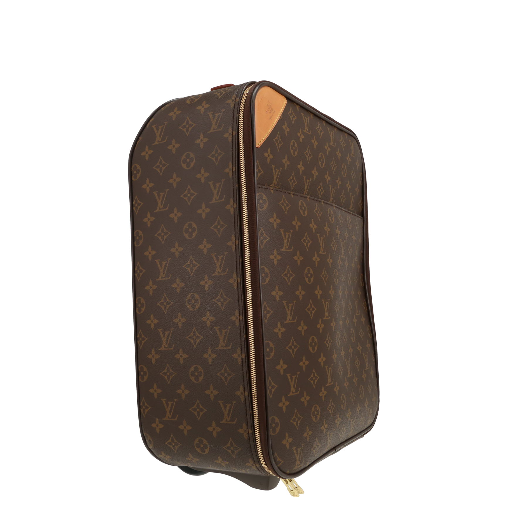 Valise rigide Louis Vuitton  Pegase en toile monogram marron et cuir naturel