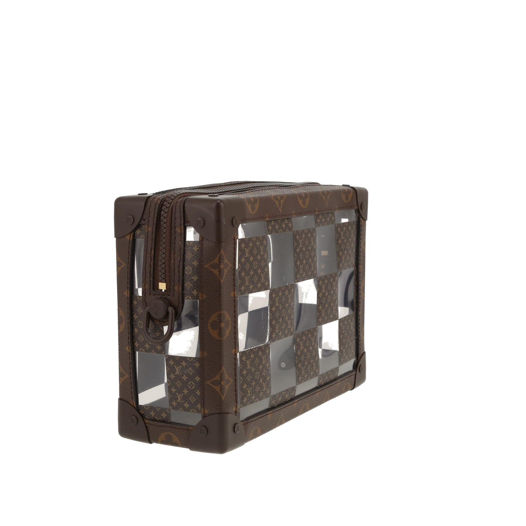 Louis Vuitton  Soft Trunk shoulder bag  in brown monogram canvas  and transparent vinyl