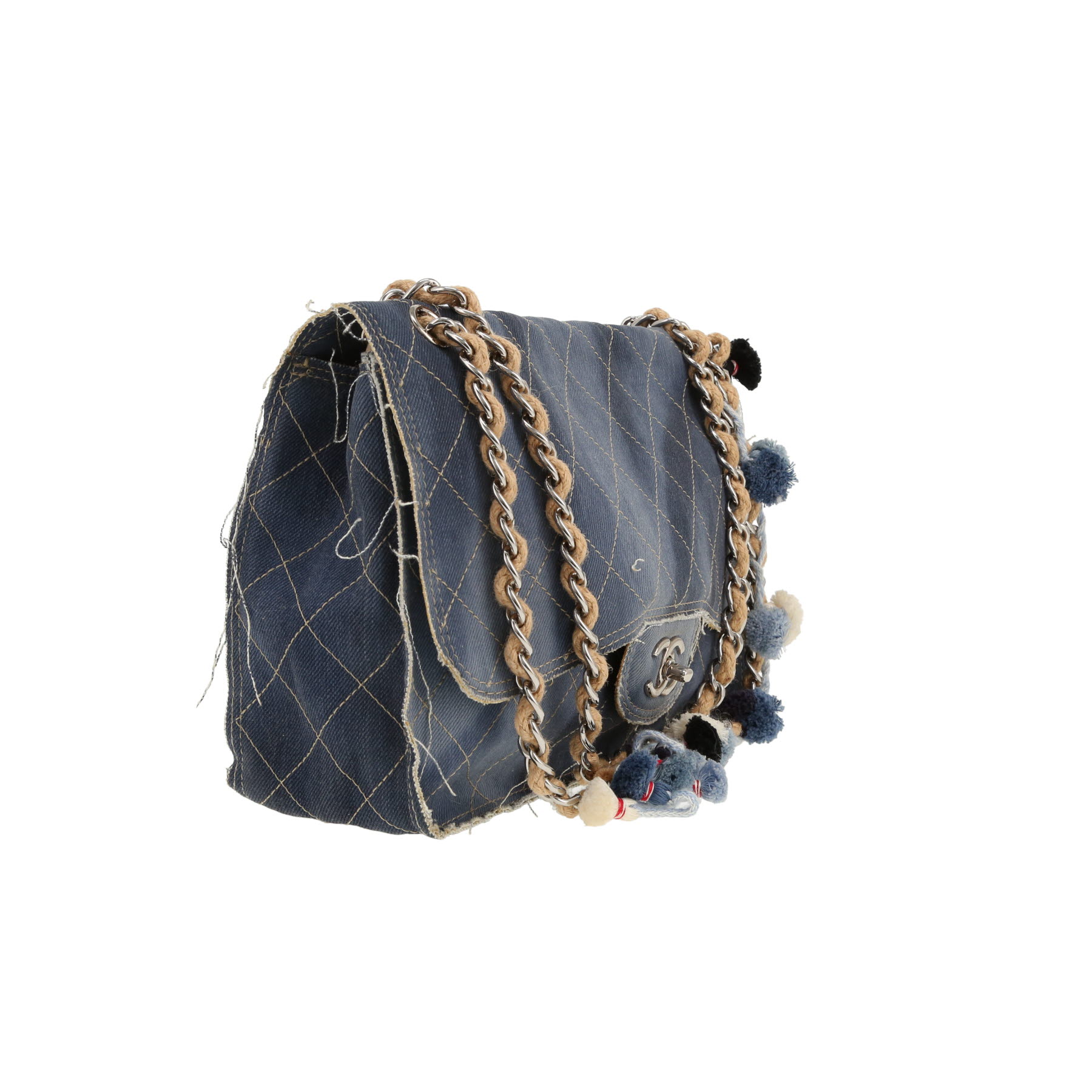 Sac à main Chanel  Timeless en toile denim bleue