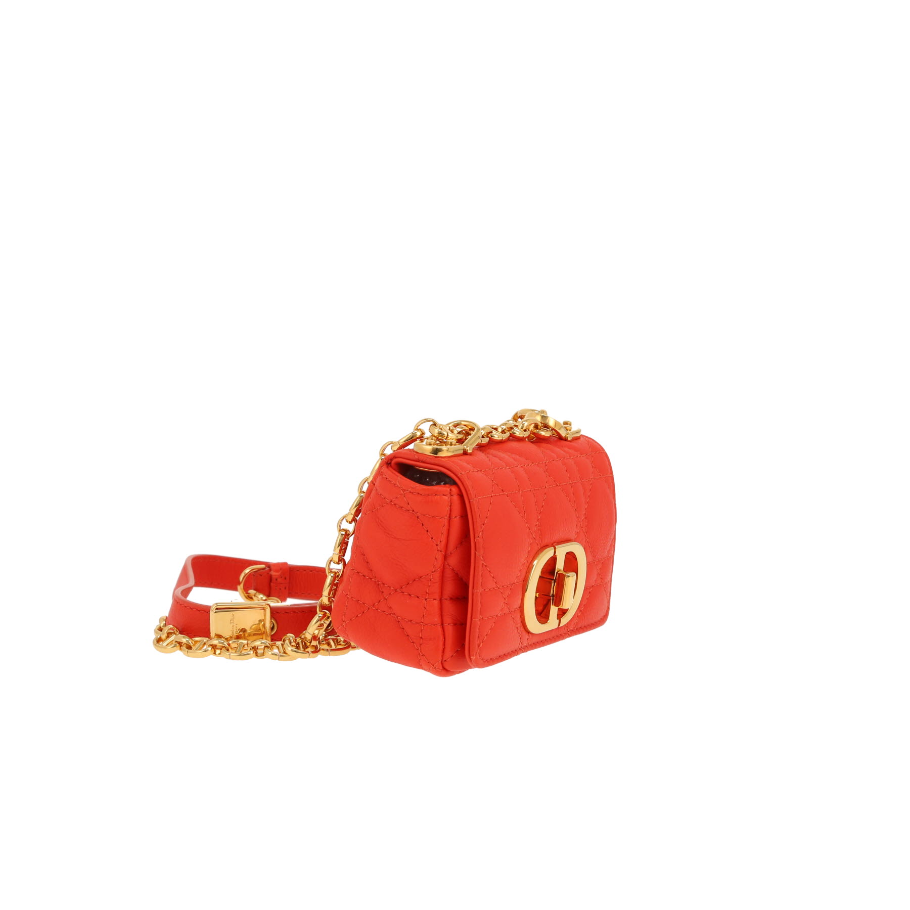 Bolso bandolera Dior  Caro mini  en cuero cannage rojo