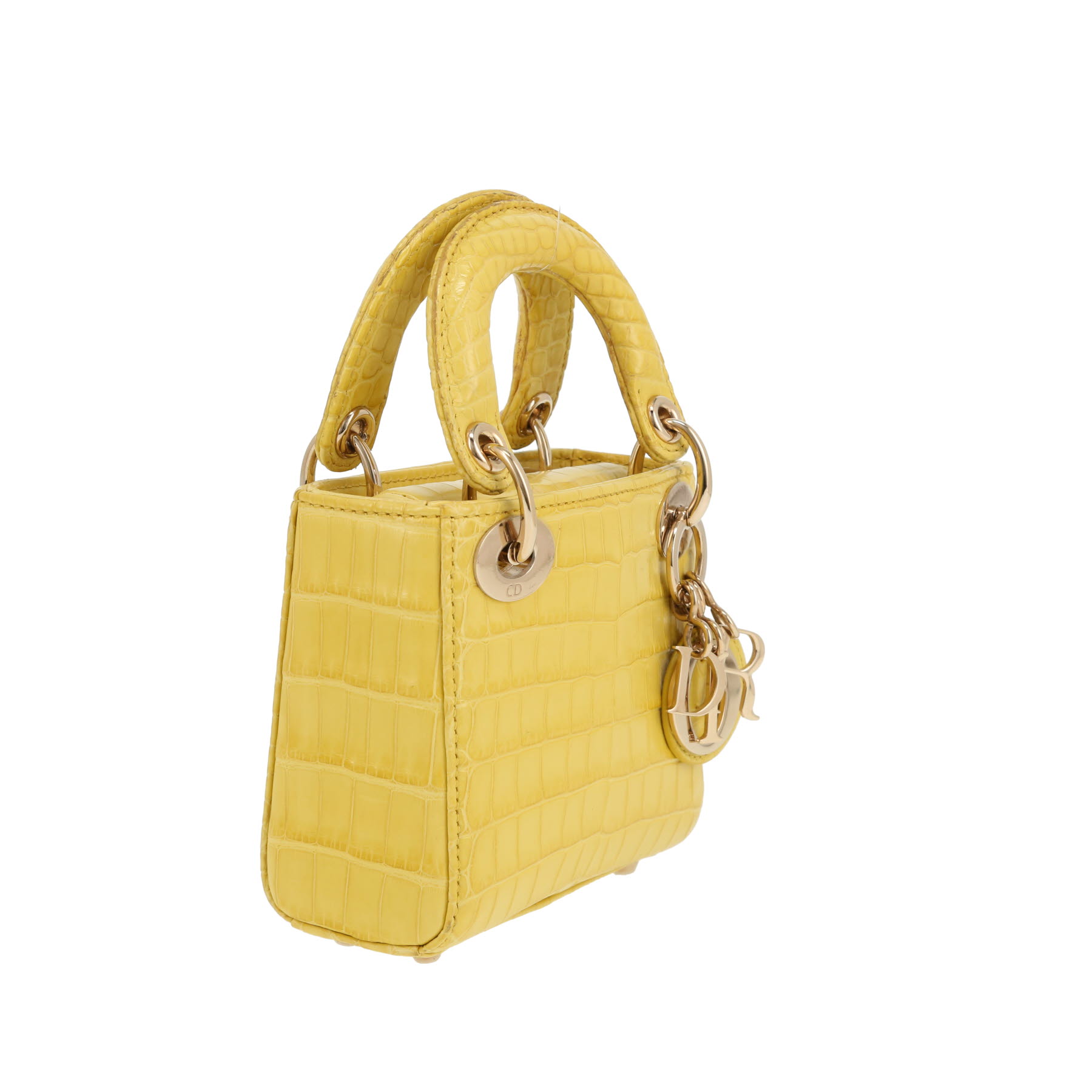 Bolso bandolera Dior  Micro Lady Dior en cocodrilo amarillo