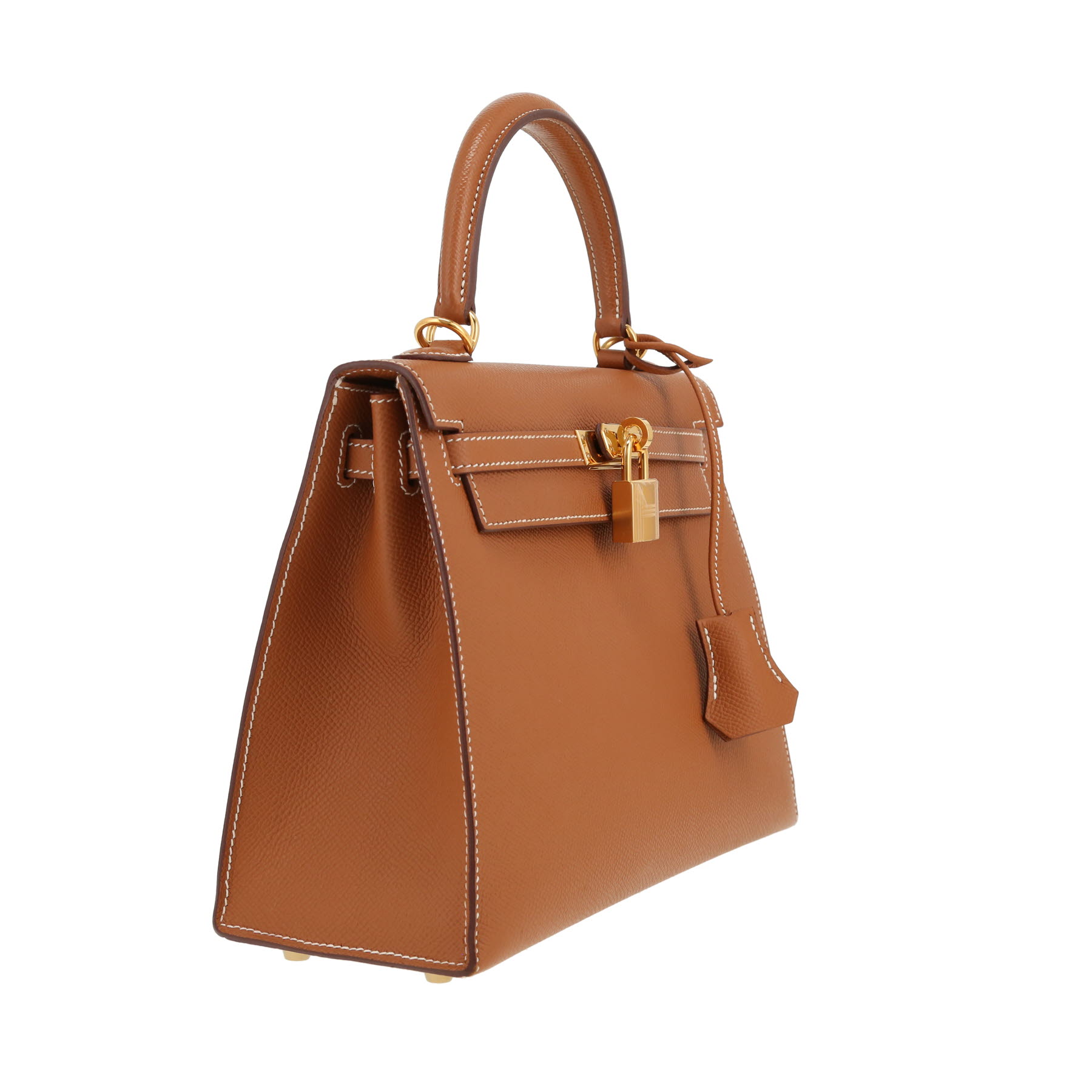 Bolso de mano Hermès  Kelly 25 cm en cuero epsom color oro