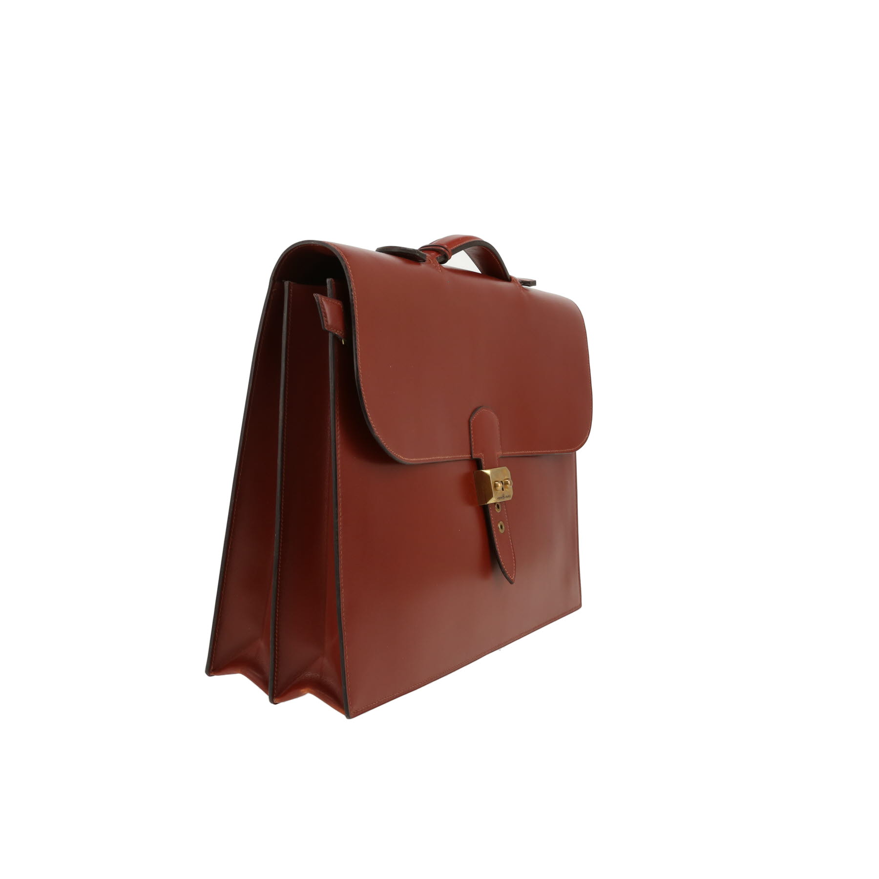 Hermès  Sac à dépêches briefcase  in cognac box leather