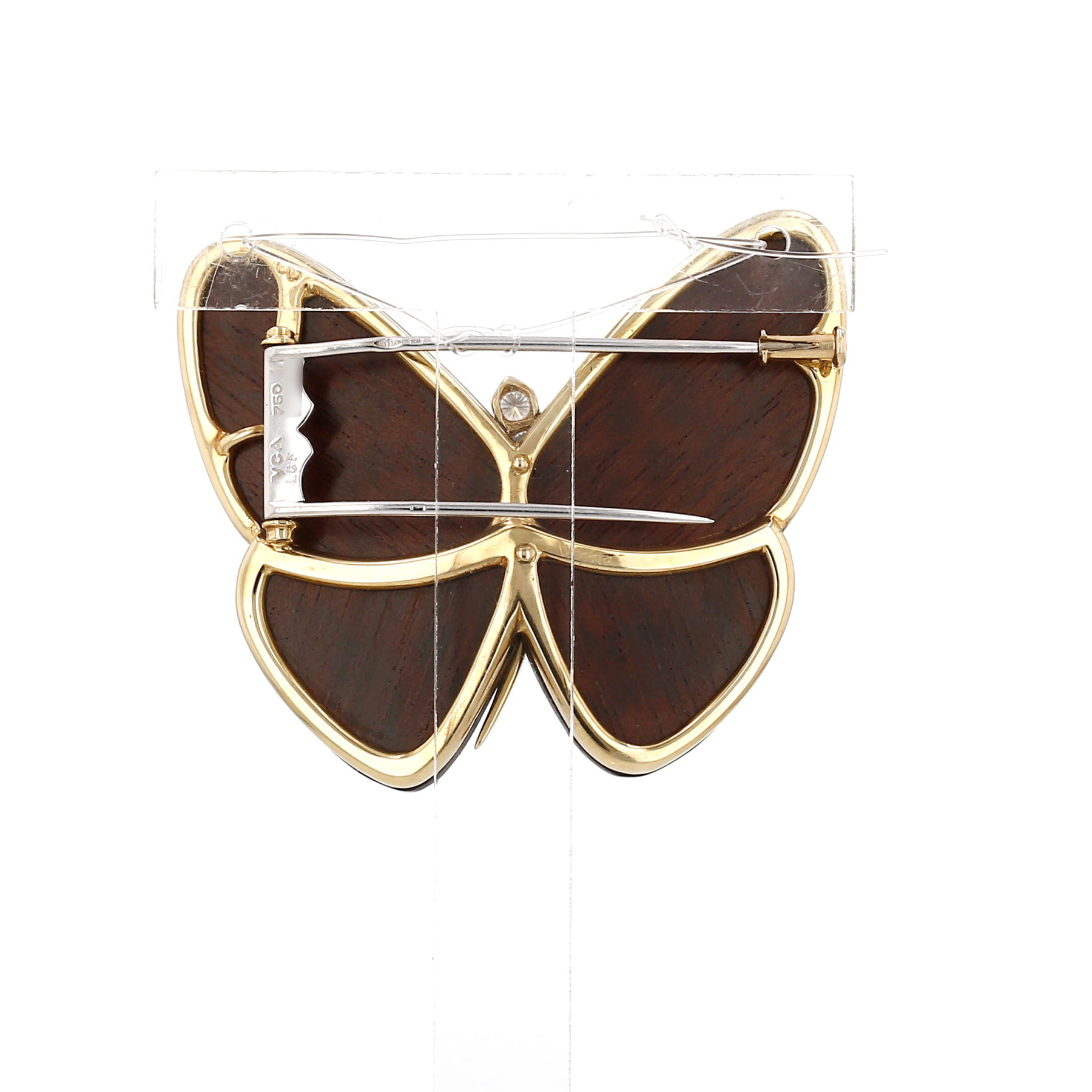 Broche Van Cleef 
Arpels en bois d'amourette, or jaune, or blanc et diamants