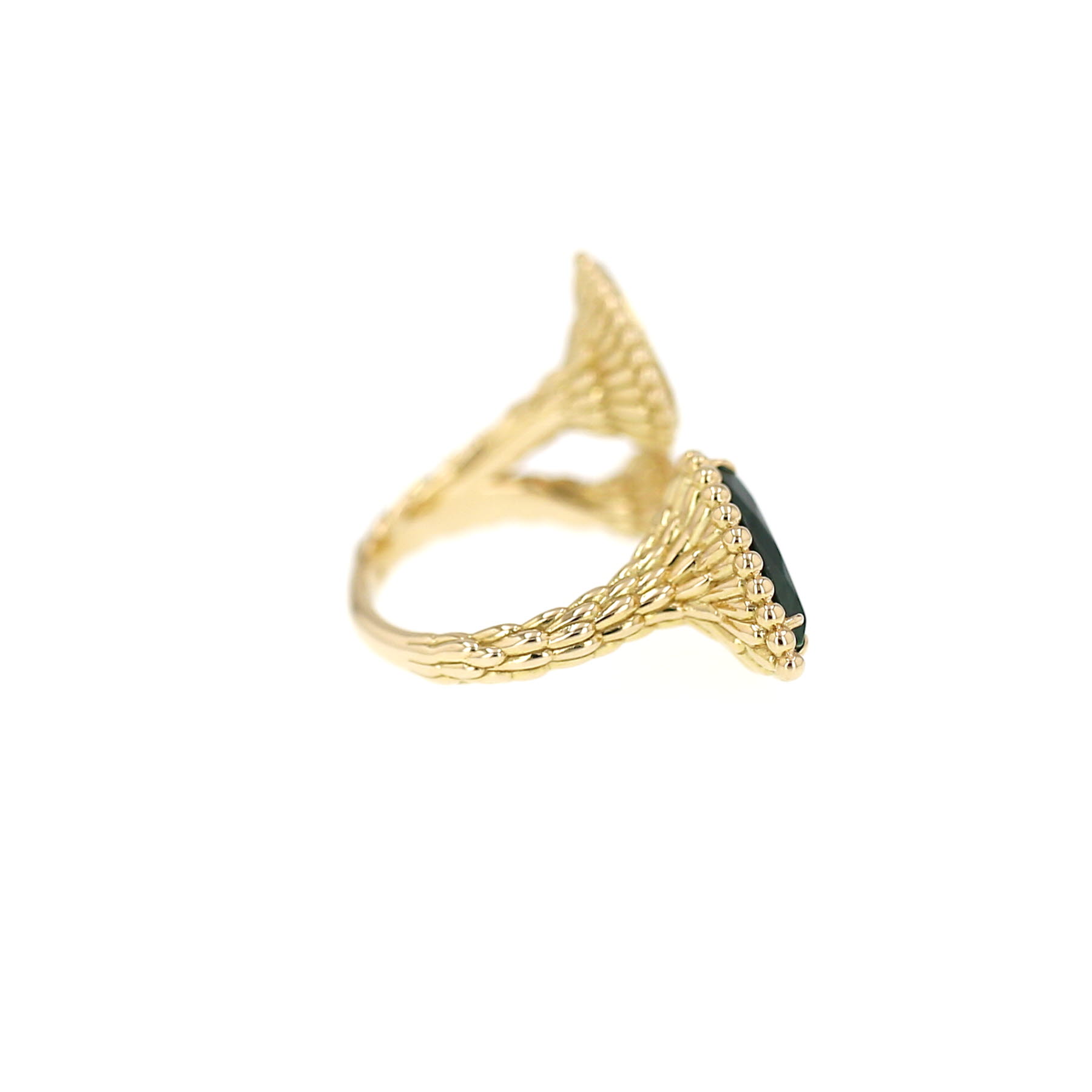 Open Boucheron Serpent Bohème ring in yellow gold, malachite and diamonds