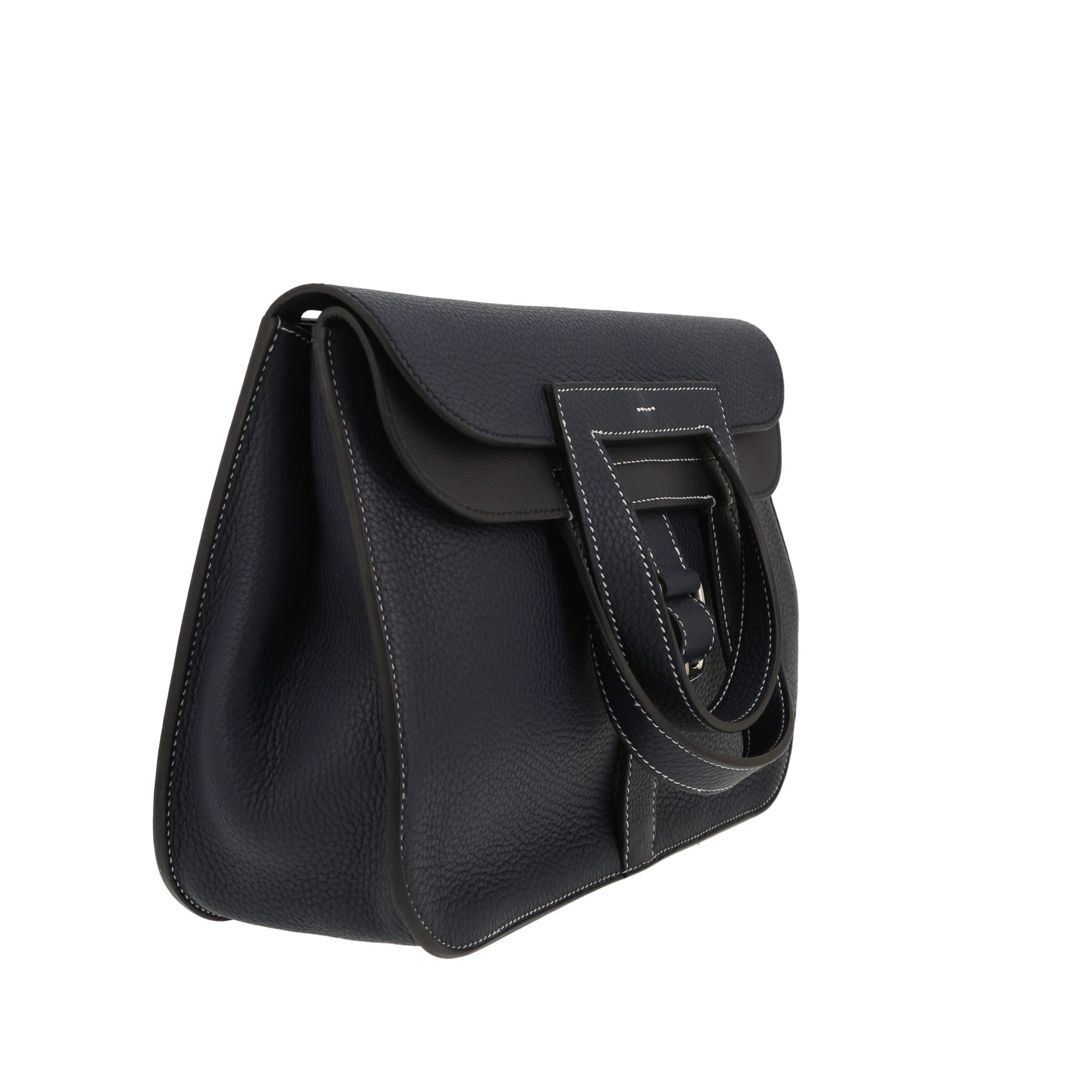 Sac bandoulière Hermès  Halzan en cuir togo bleu