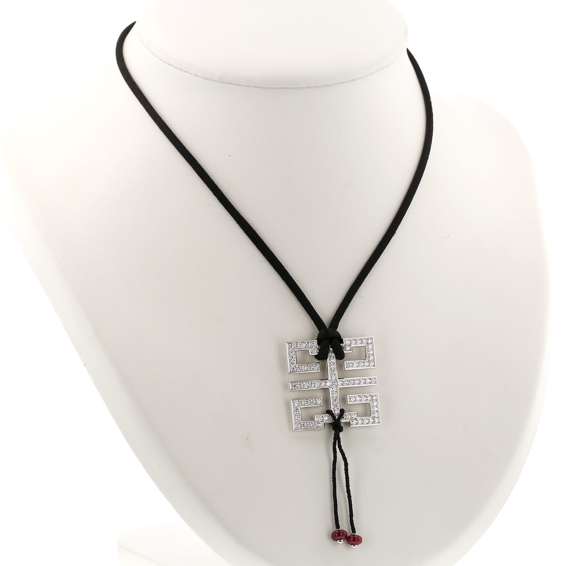 Collana Cartier Le Baiser du Dragon in oro bianco, diamanti e rubini