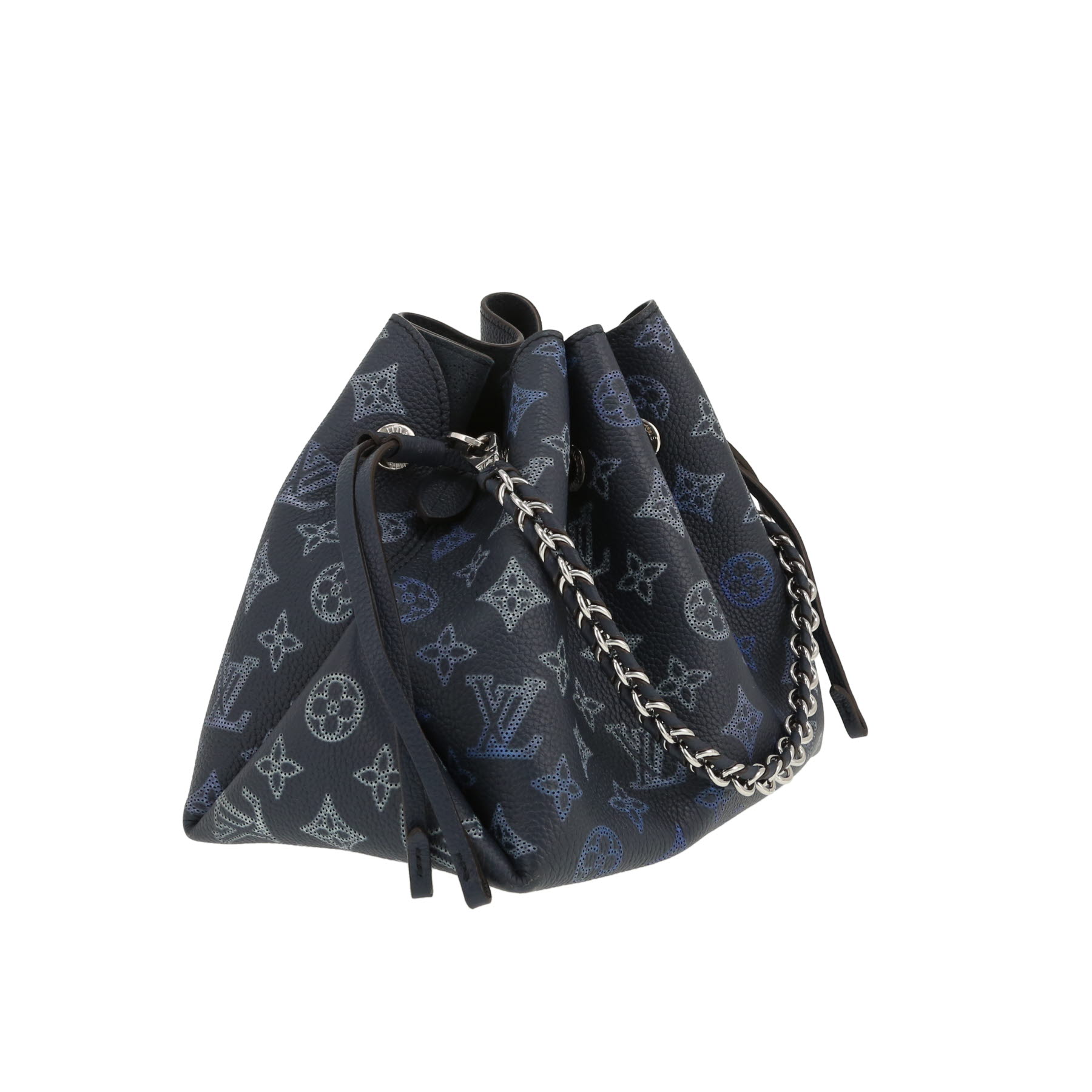 Sac porté épaule Louis Vuitton  Bella en cuir Mahina bleu-marine et bleu-ciel