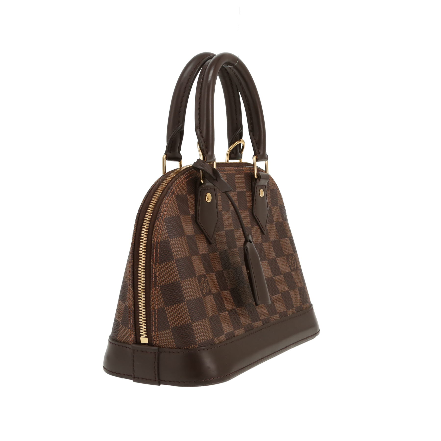 Bolso de mano Louis Vuitton  Alma BB en lona a cuadros ébano y cuero marrón